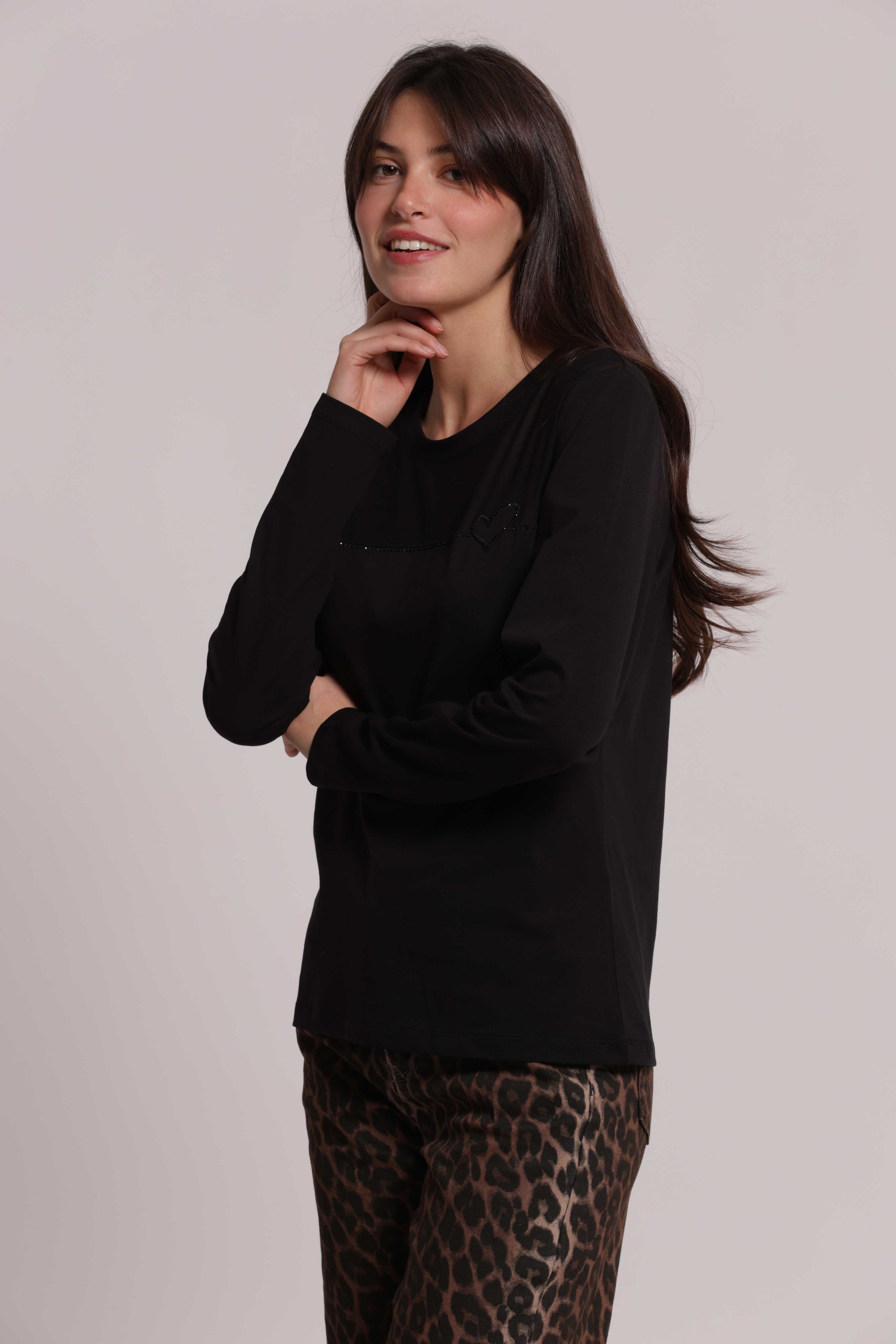 MIMI MUA FIRENZE-T-SHIRT MANICHE LUNGHE CON TRASPARENZA SU SPALLE