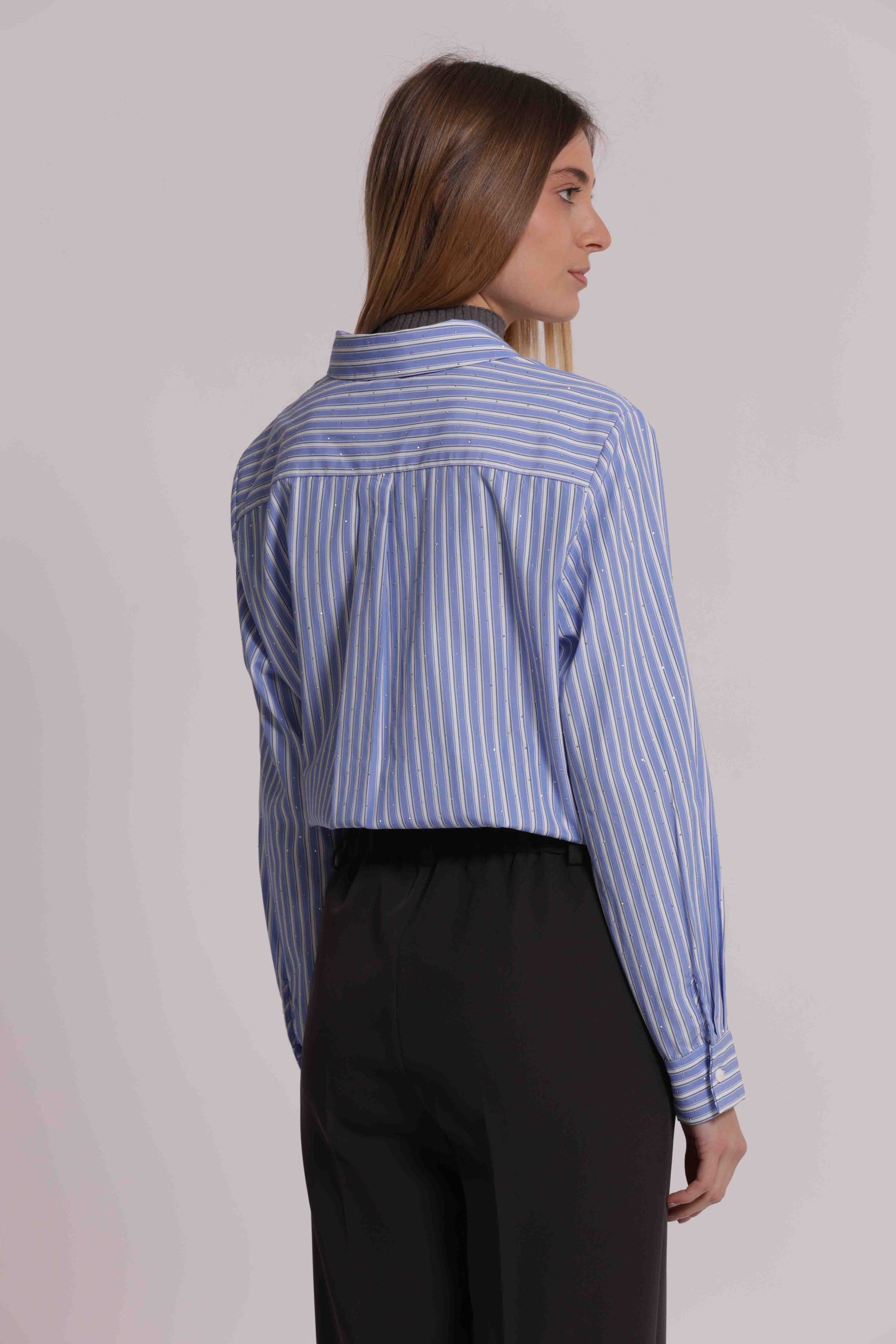 MIMI MUA FIRENZE-CAMICIA A RIGHE CON STRASS