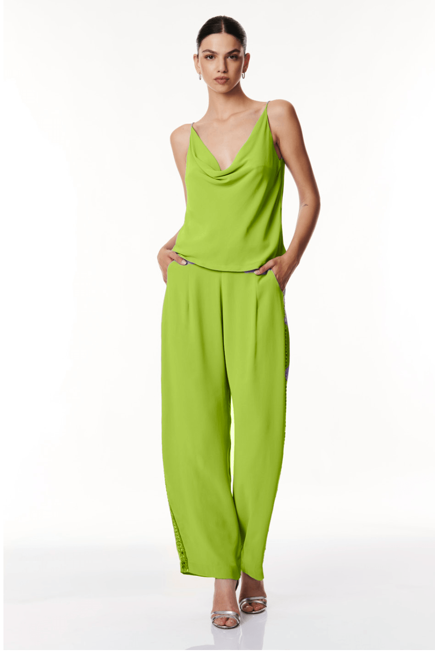 PANTALONE DRITTO CON RICAMO BAGUETTE