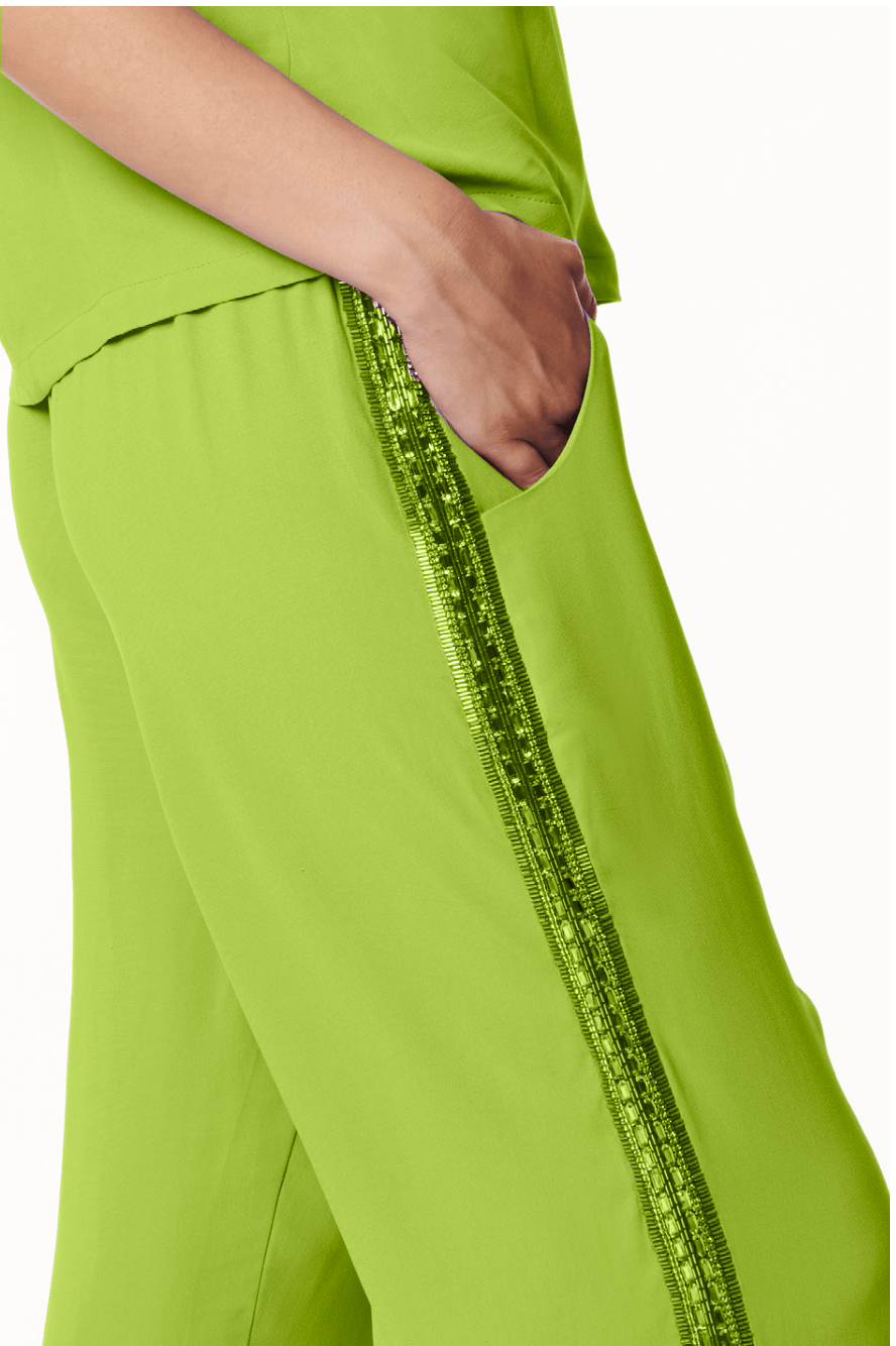 PANTALONE DRITTO CON RICAMO BAGUETTE