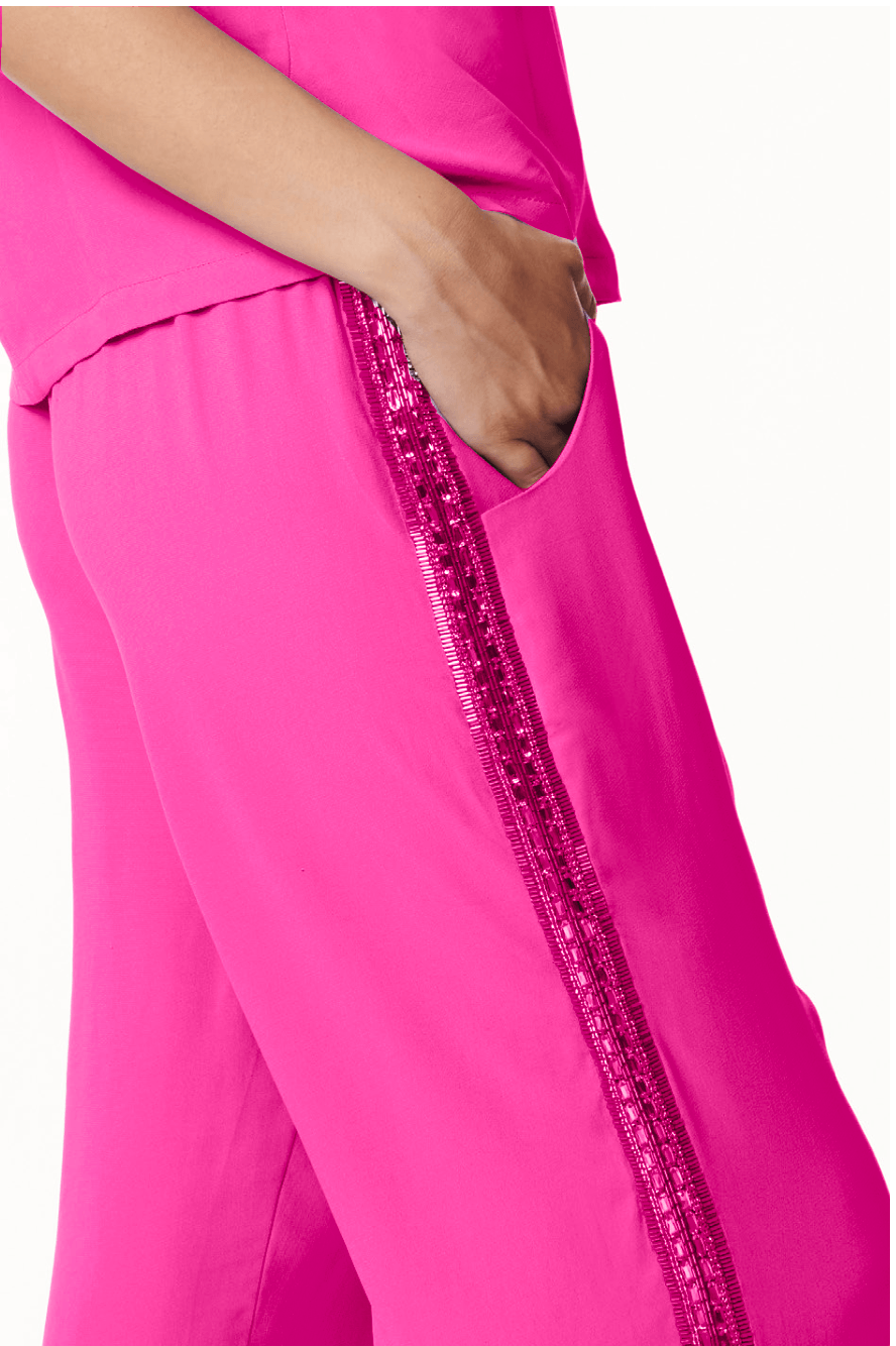 PANTALONE DRITTO CON RICAMO BAGUETTE