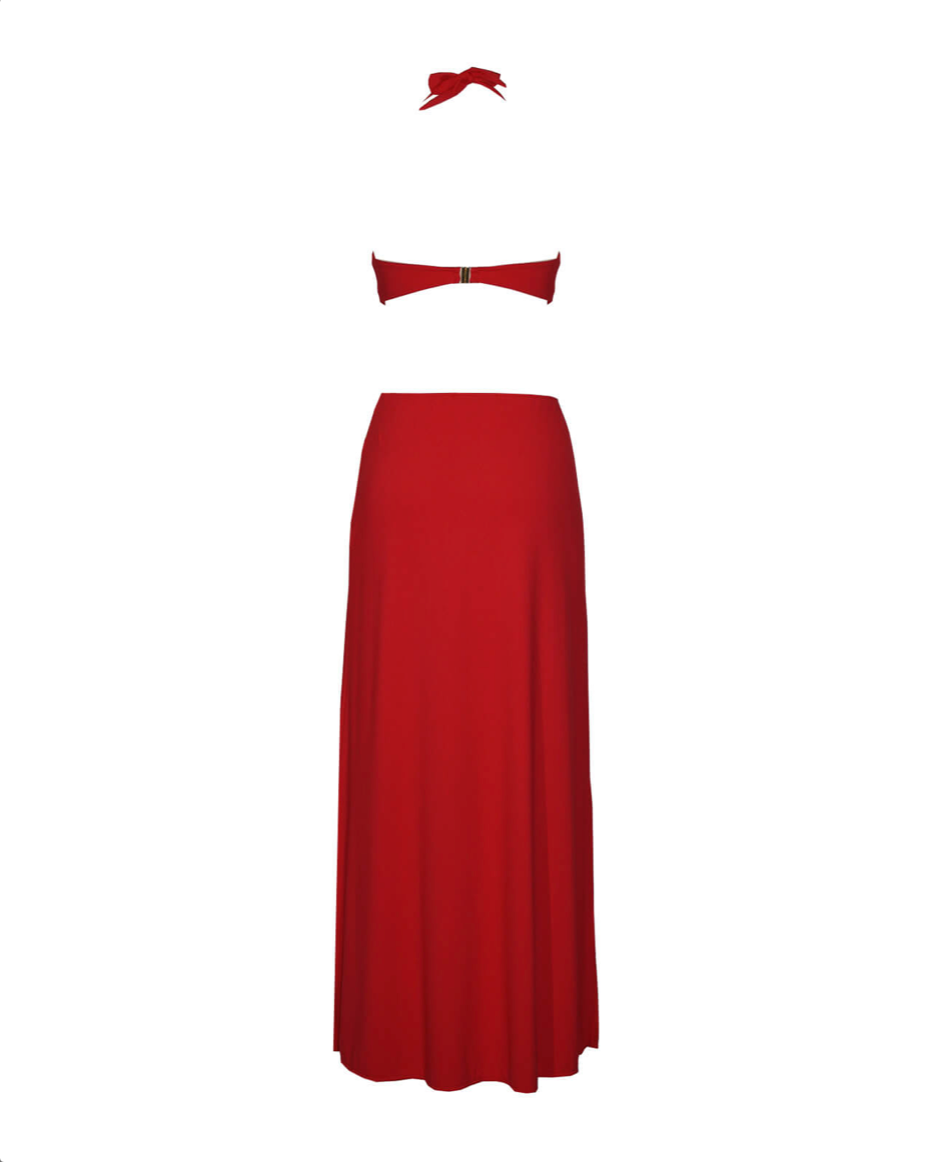 ABITO LUNGO CON FIORE STRASS