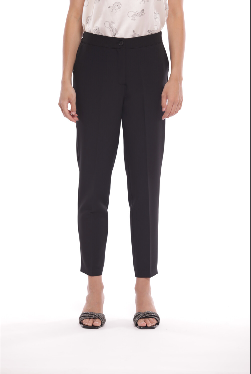 MIMI MUA FIRENZE-PANTALONE SIGARETTA CON ELASTICO DIETRO IN TESSUTO TECNICO