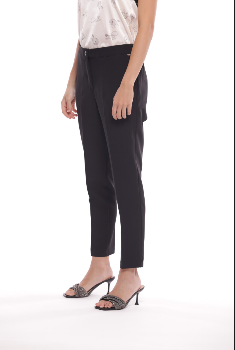 MIMI MUA FIRENZE-PANTALONE SIGARETTA CON ELASTICO DIETRO IN TESSUTO TECNICO