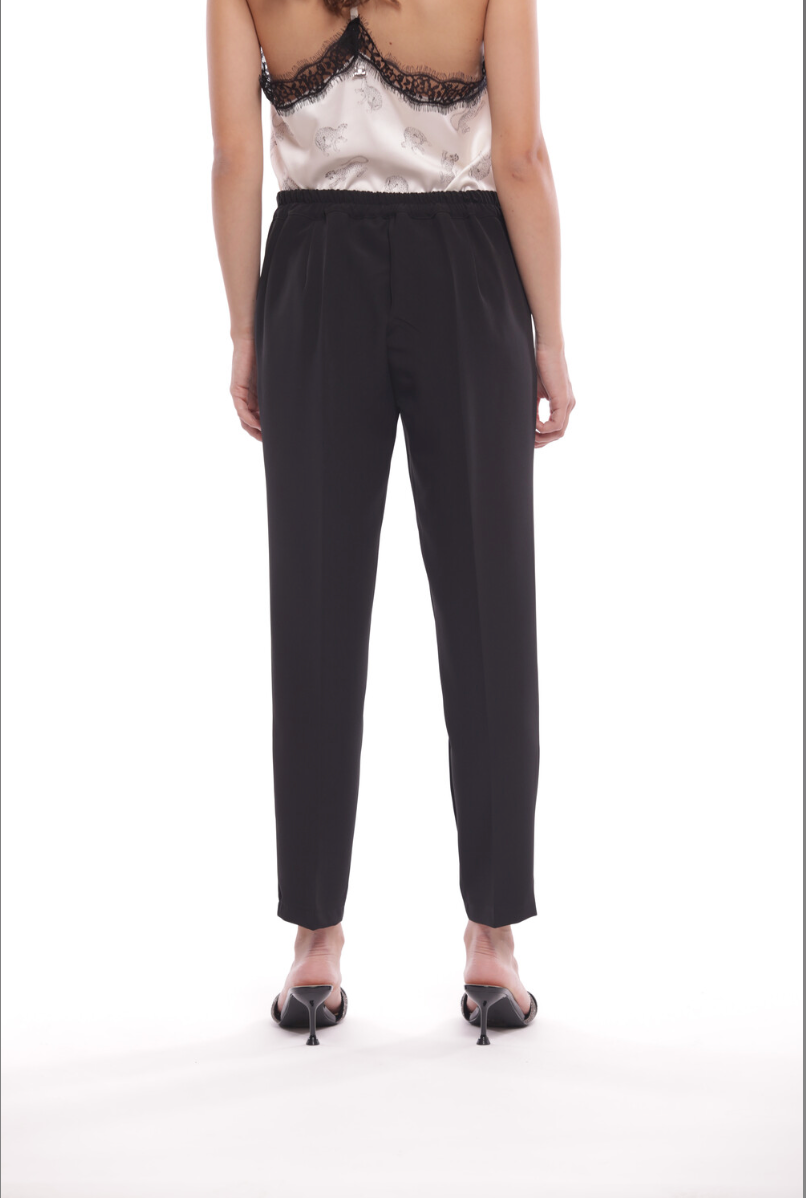 MIMI MUA FIRENZE-PANTALONE SIGARETTA CON ELASTICO DIETRO IN TESSUTO TECNICO