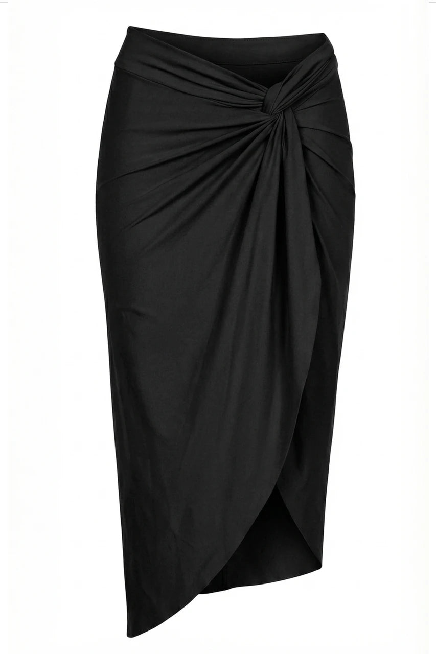 PAREO SKIRT WITH SLIT AND SIDE KNOT