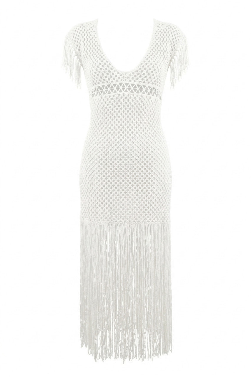FRINGED MESH DRESS