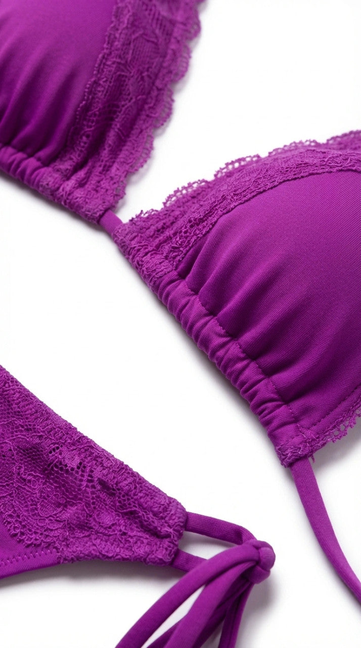 BIKINI TRIANGOLO COLORS CON PIZZO FLOREALE