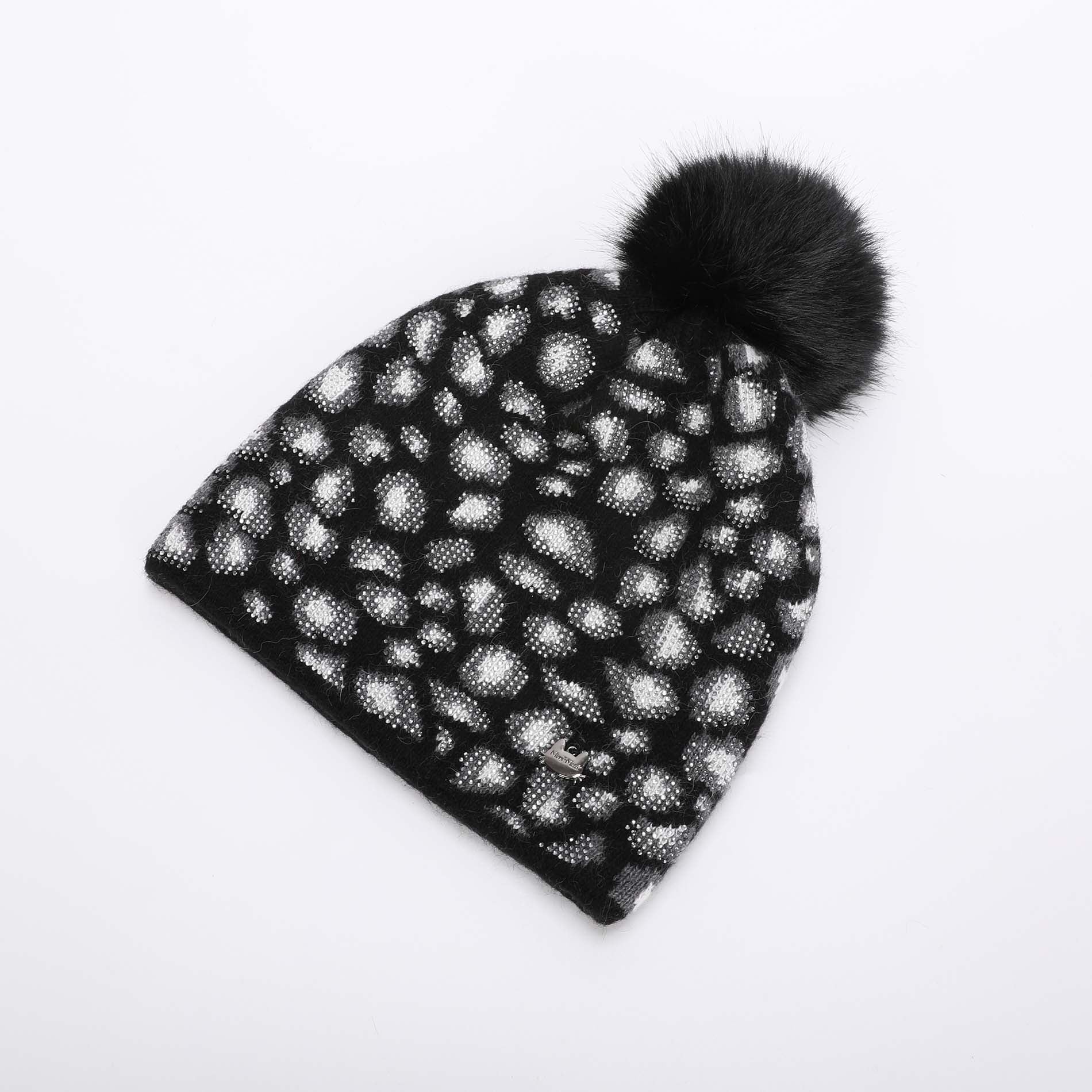 BERRETTO LEOPARDATO CON STRASS E PON PON
