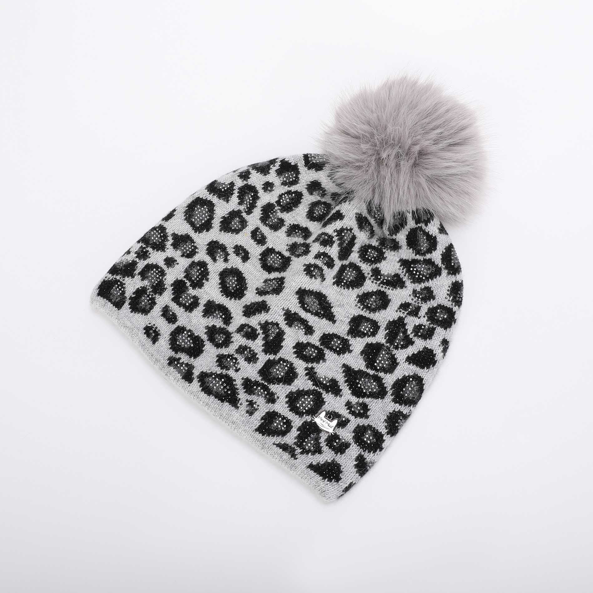 BERRETTO LEOPARDATO CON STRASS E PON PON