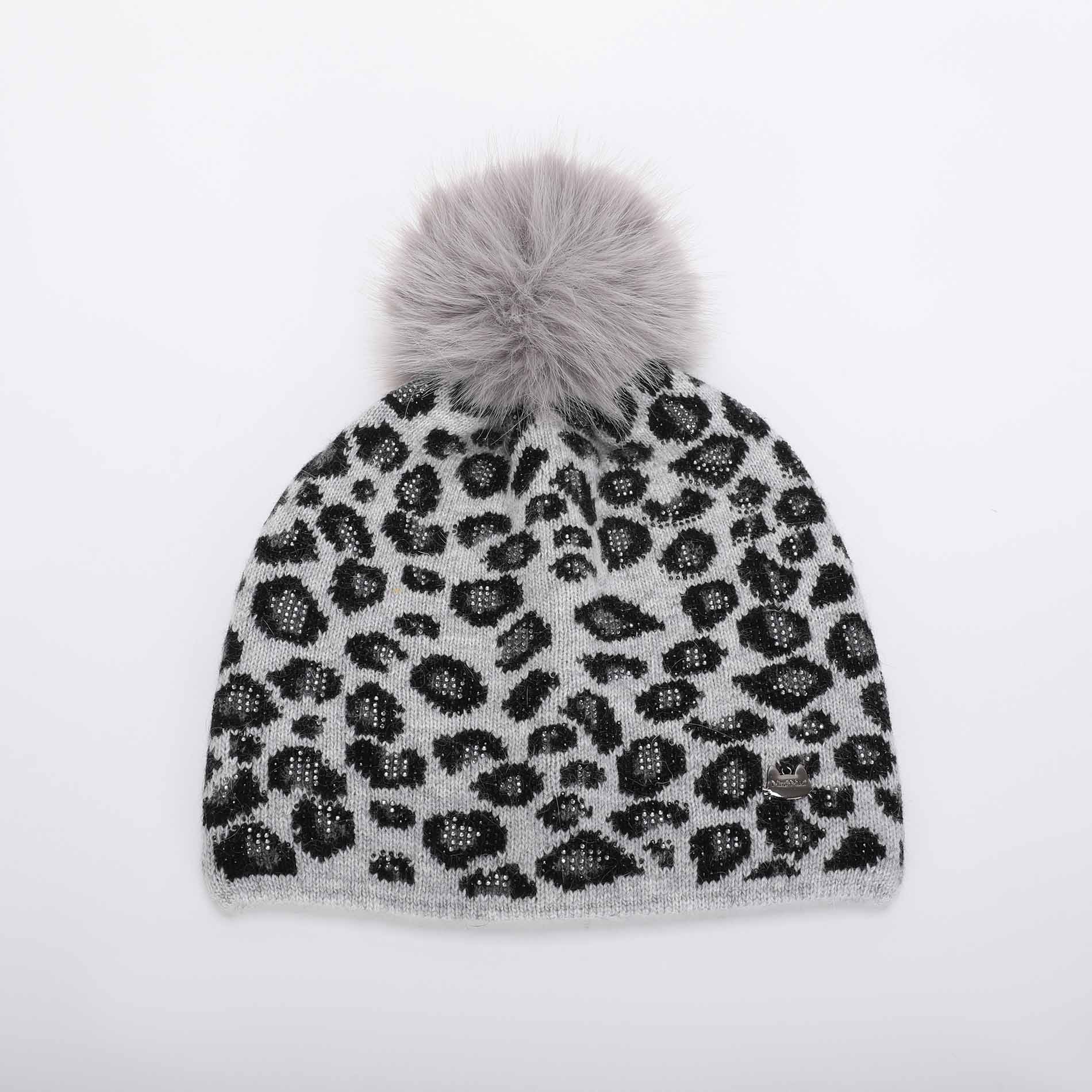 BERRETTO LEOPARDATO CON STRASS E PON PON