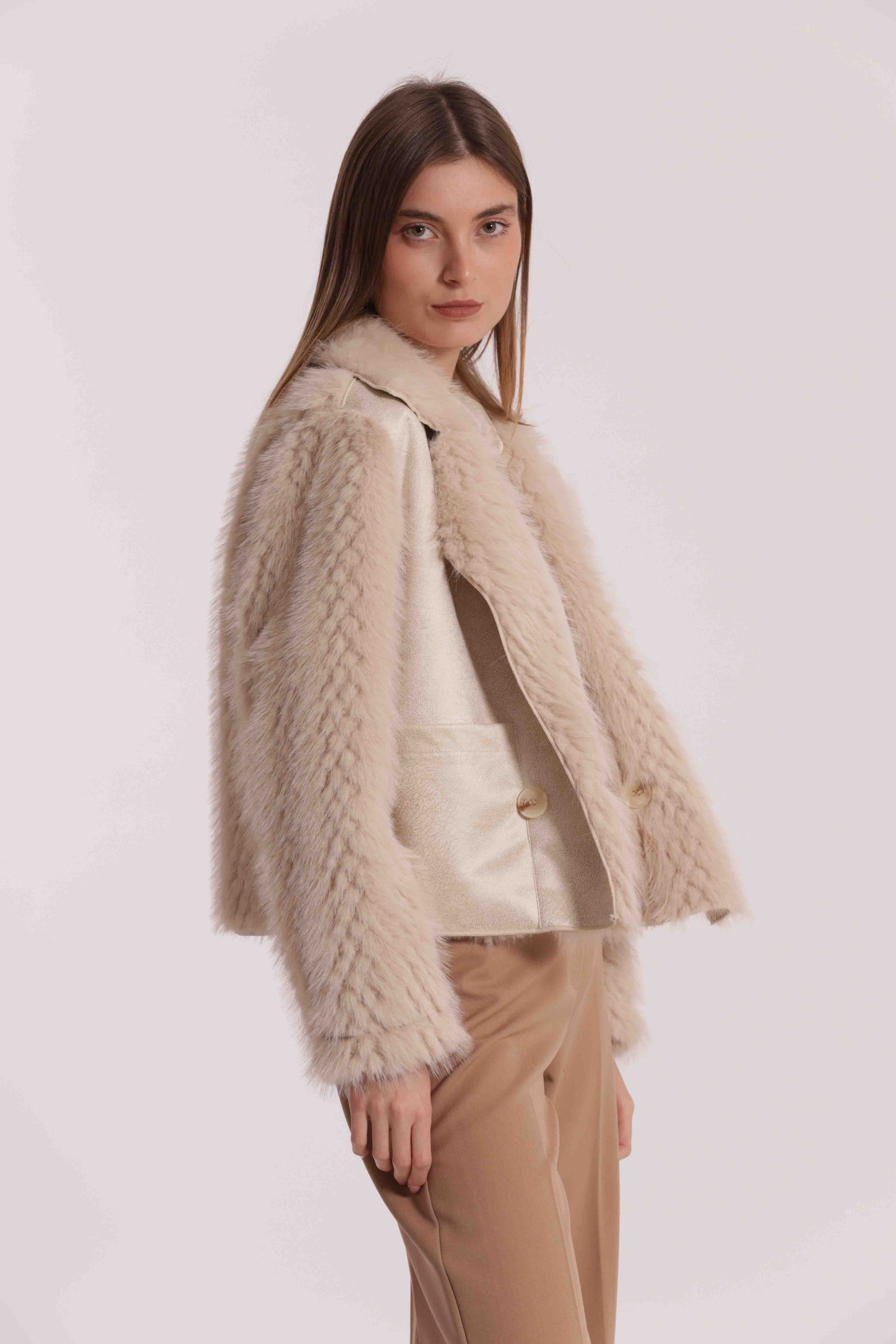 GIUBBOTTO CROPPED REVERSIBILE EFFETTO MONTONE