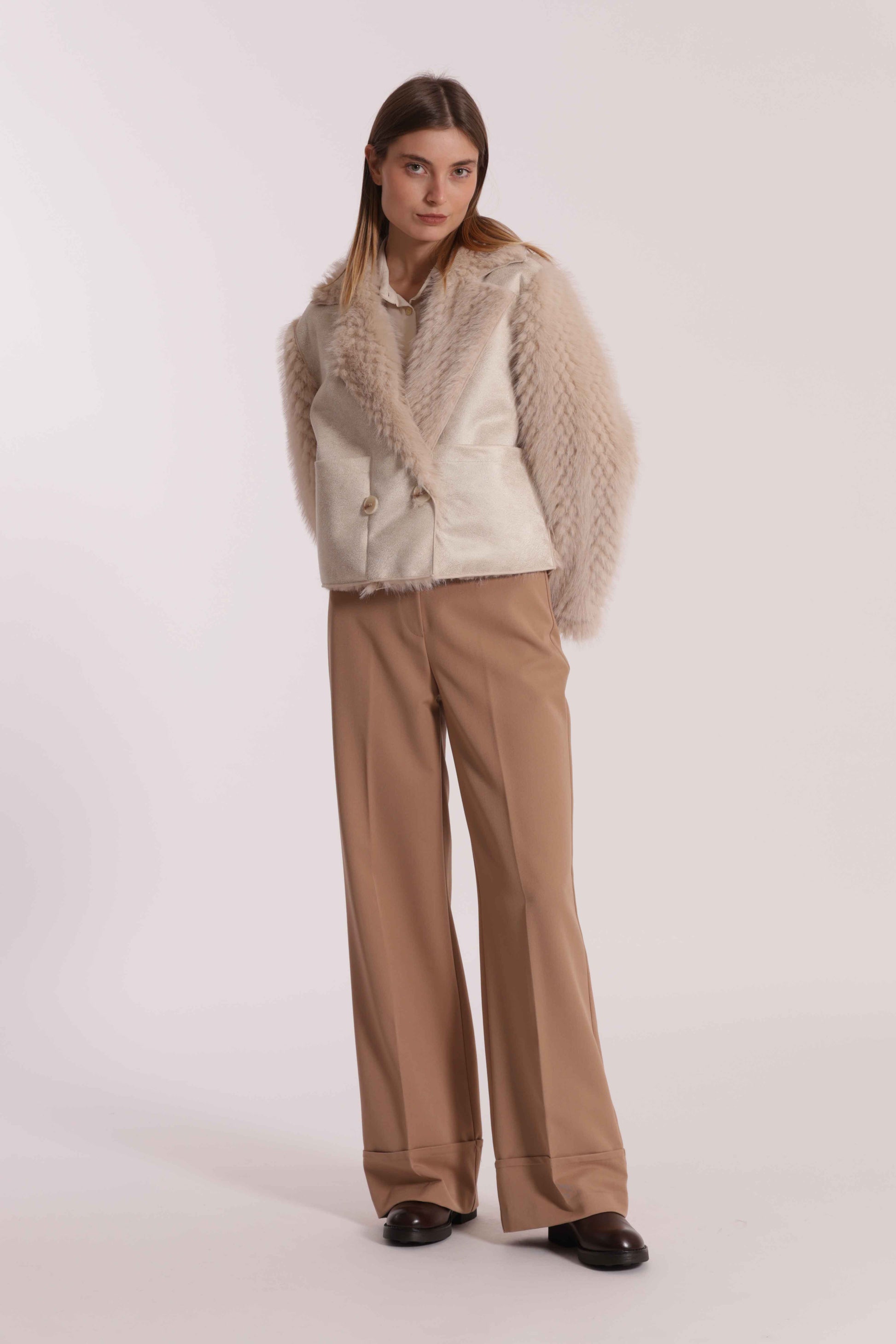 GIUBBOTTO CROPPED REVERSIBILE EFFETTO MONTONE