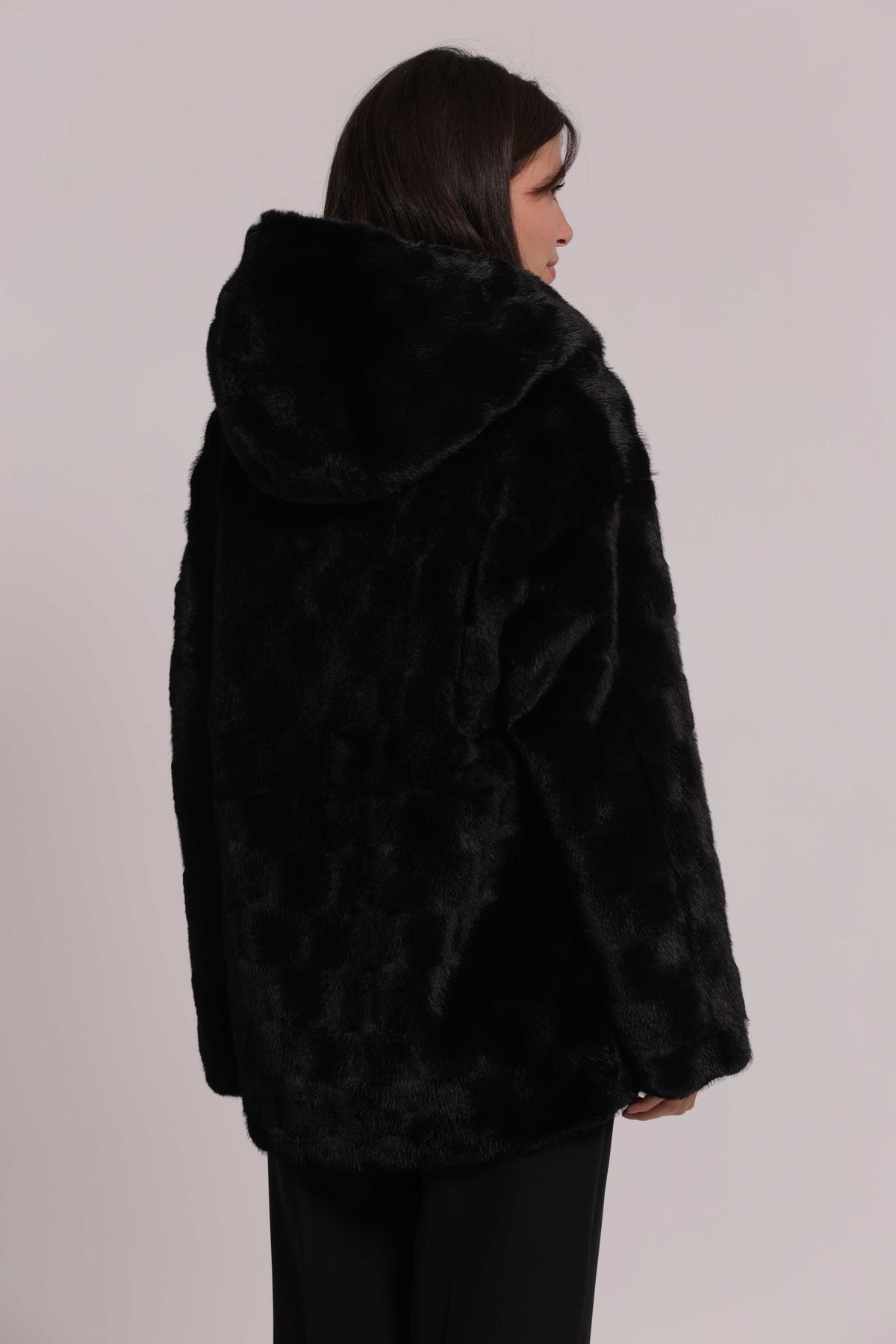 MIMI MUA FIRENZE-CAPPOTTO EFFETTO PELLICCIA CON COULISSE