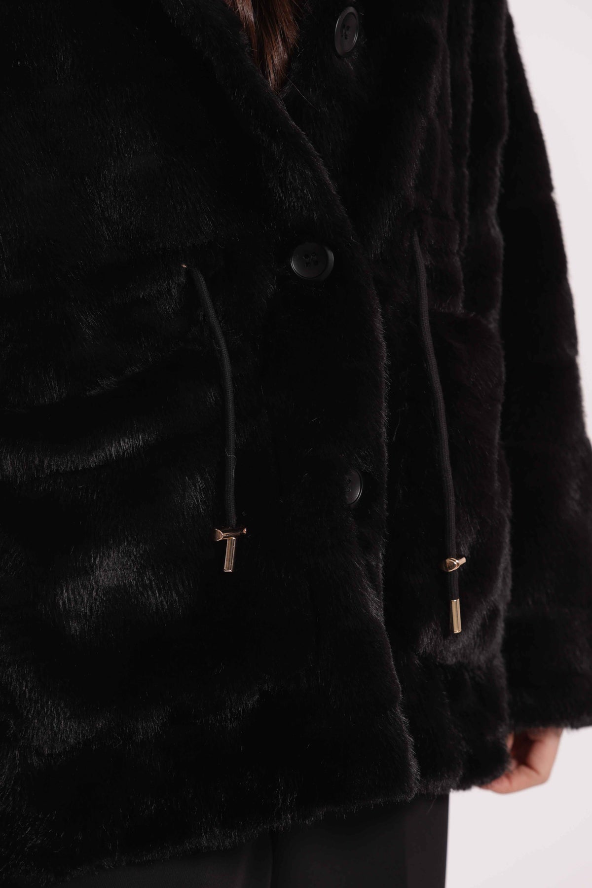 MIMI MUA FIRENZE-CAPPOTTO EFFETTO PELLICCIA CON COULISSE