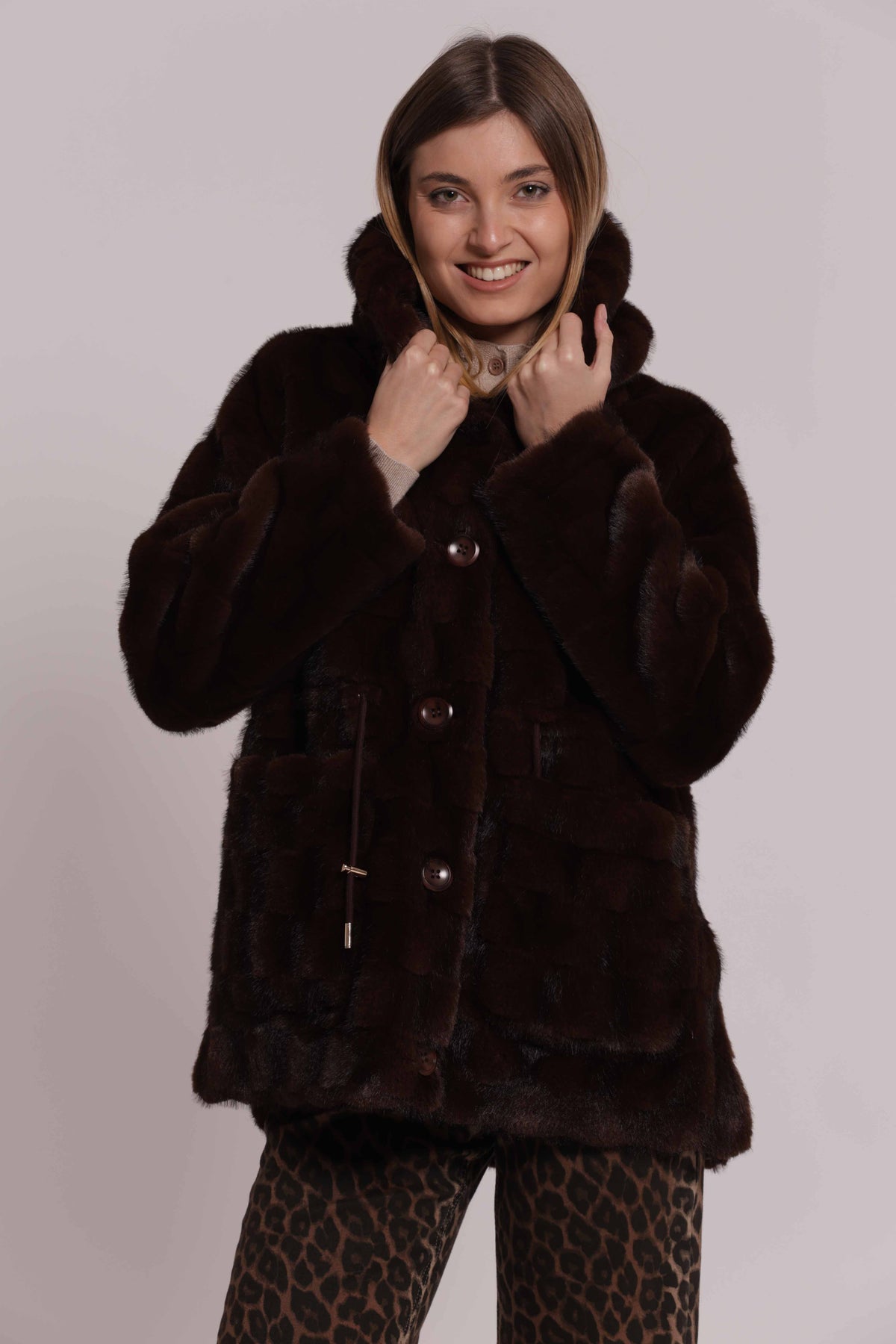 MIMI MUA FIRENZE-CAPPOTTO EFFETTO PELLICCIA CON COULISSE