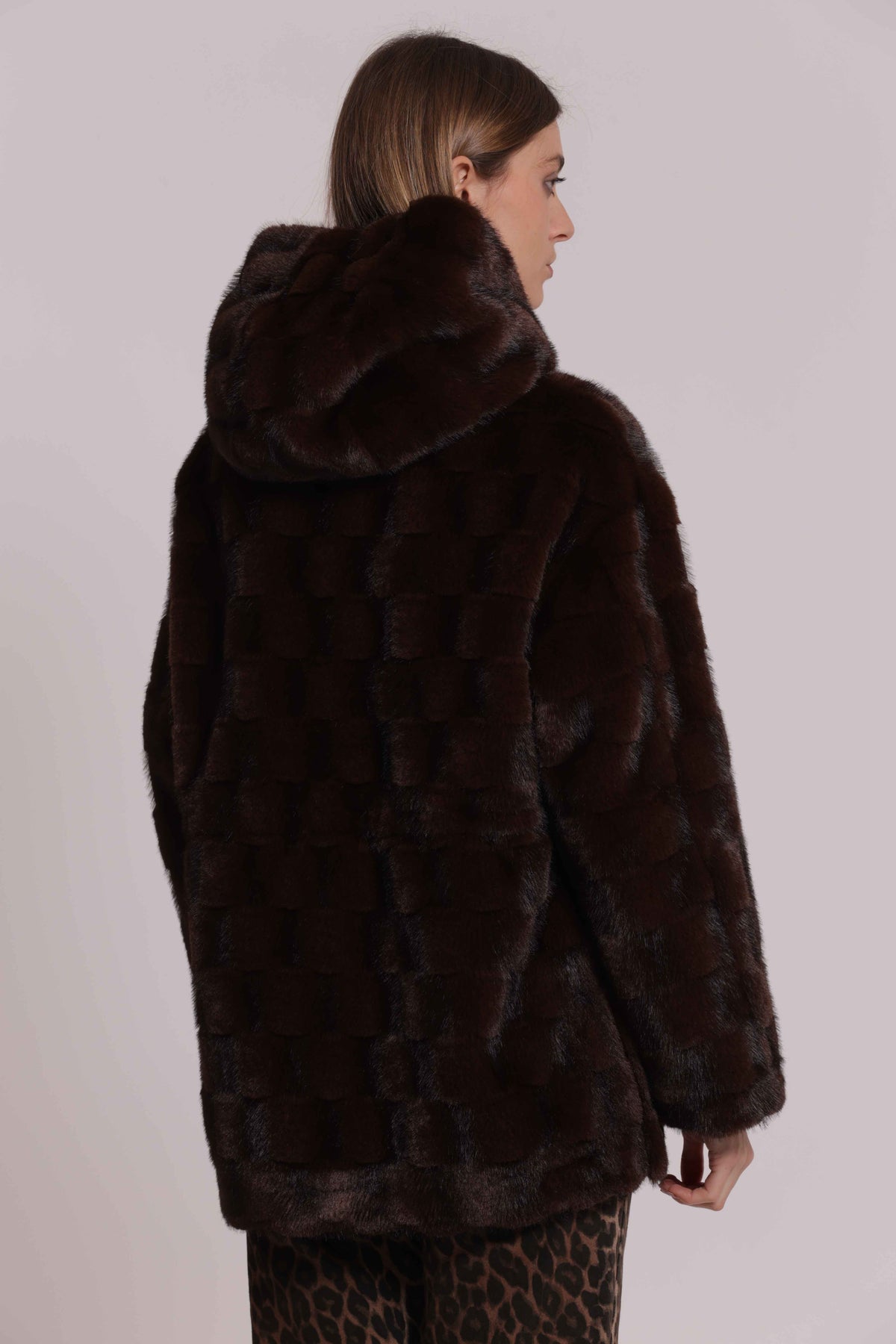 MIMI MUA FIRENZE-CAPPOTTO EFFETTO PELLICCIA CON COULISSE