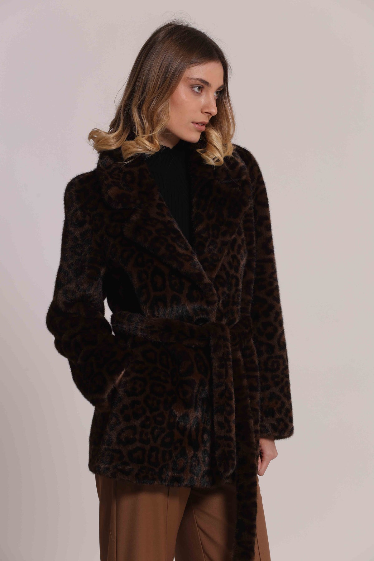 MIMI MUA FIRENZE-CAPPOTTO EFFETTO PELLICCIA ANIMALIER