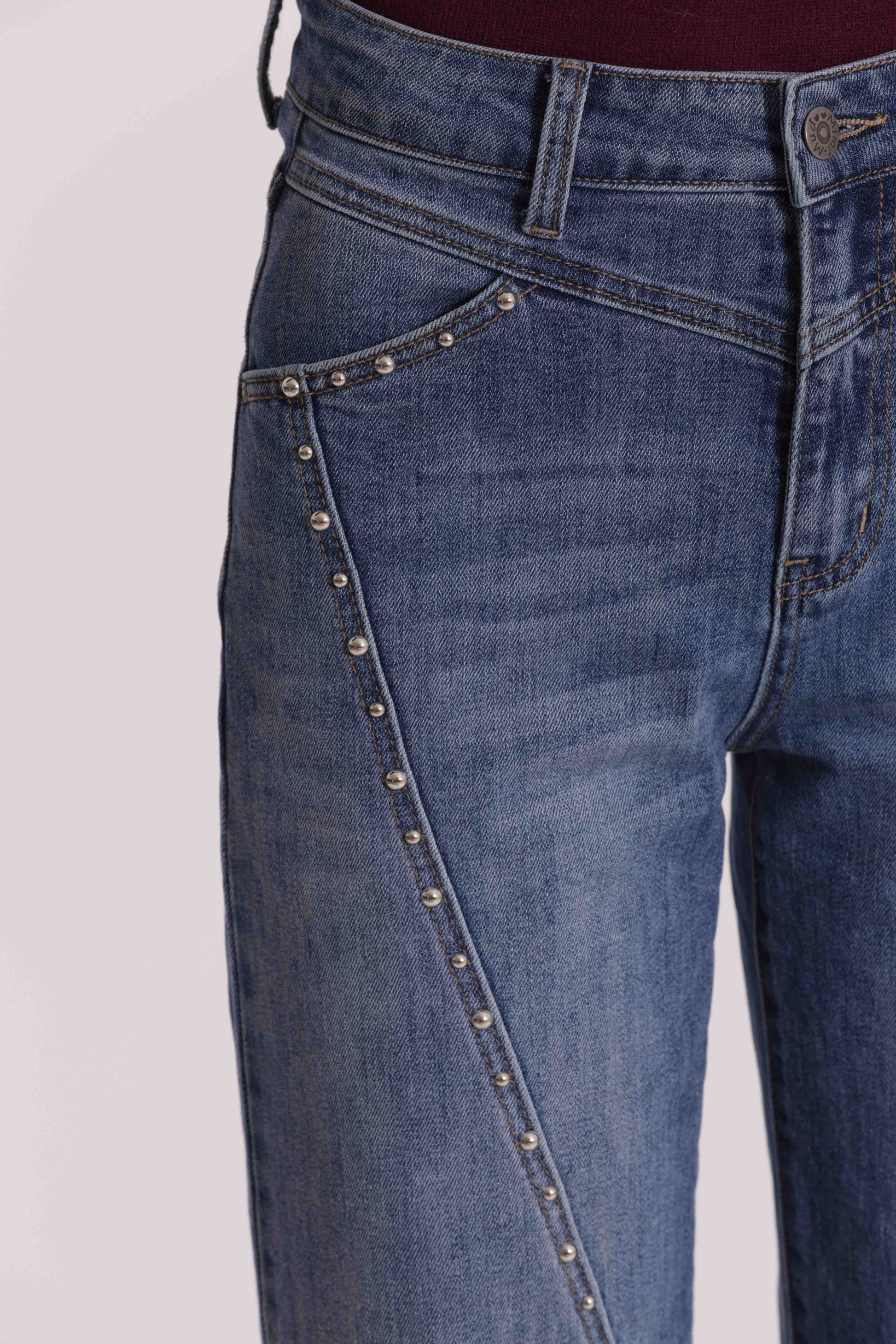 JEANS WIDE LEG CON BORCHIE