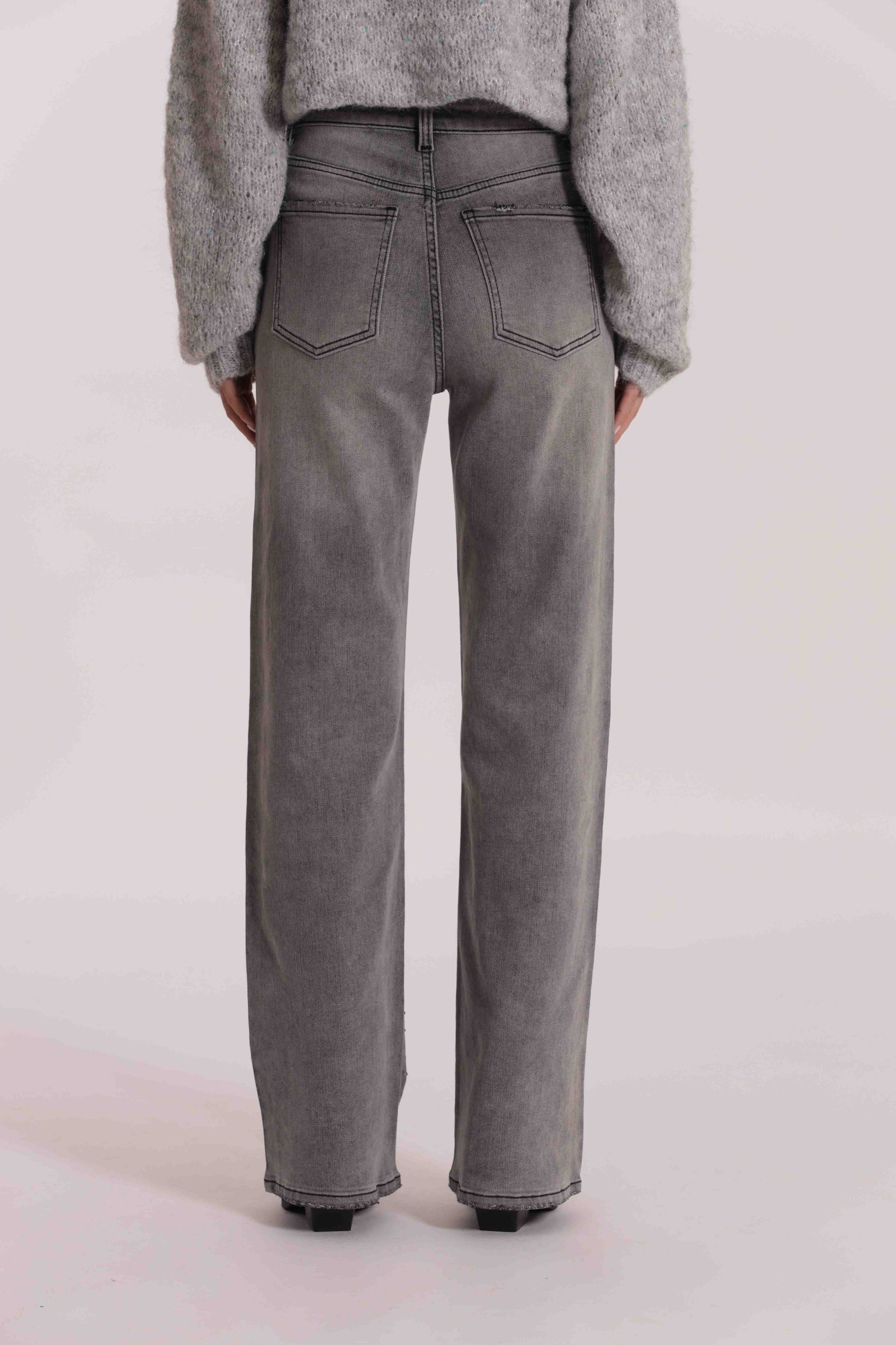 JEANS WIDE LEG CON STRASS TRASPARENTI
