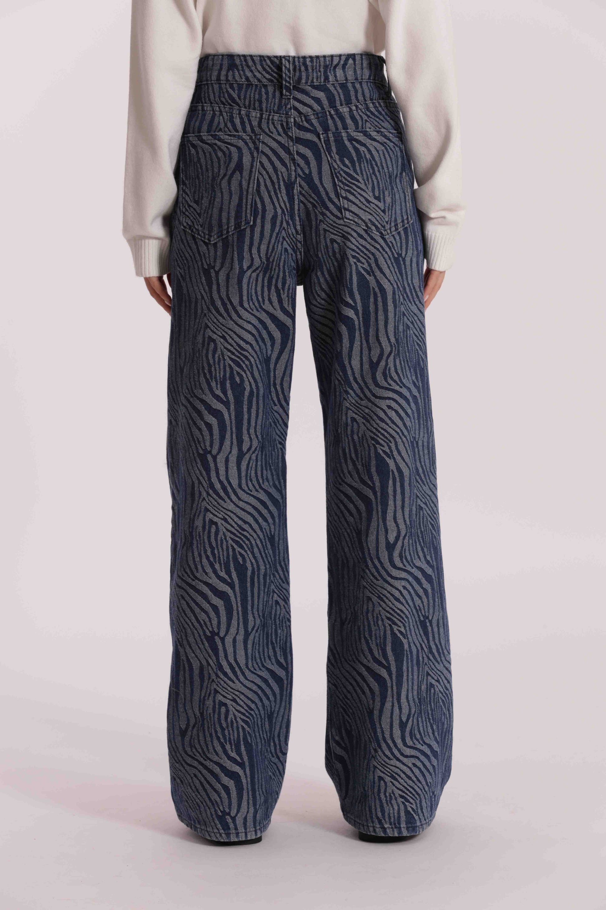 JEANS PALAZZO IN JACQUARD ANIMALIER