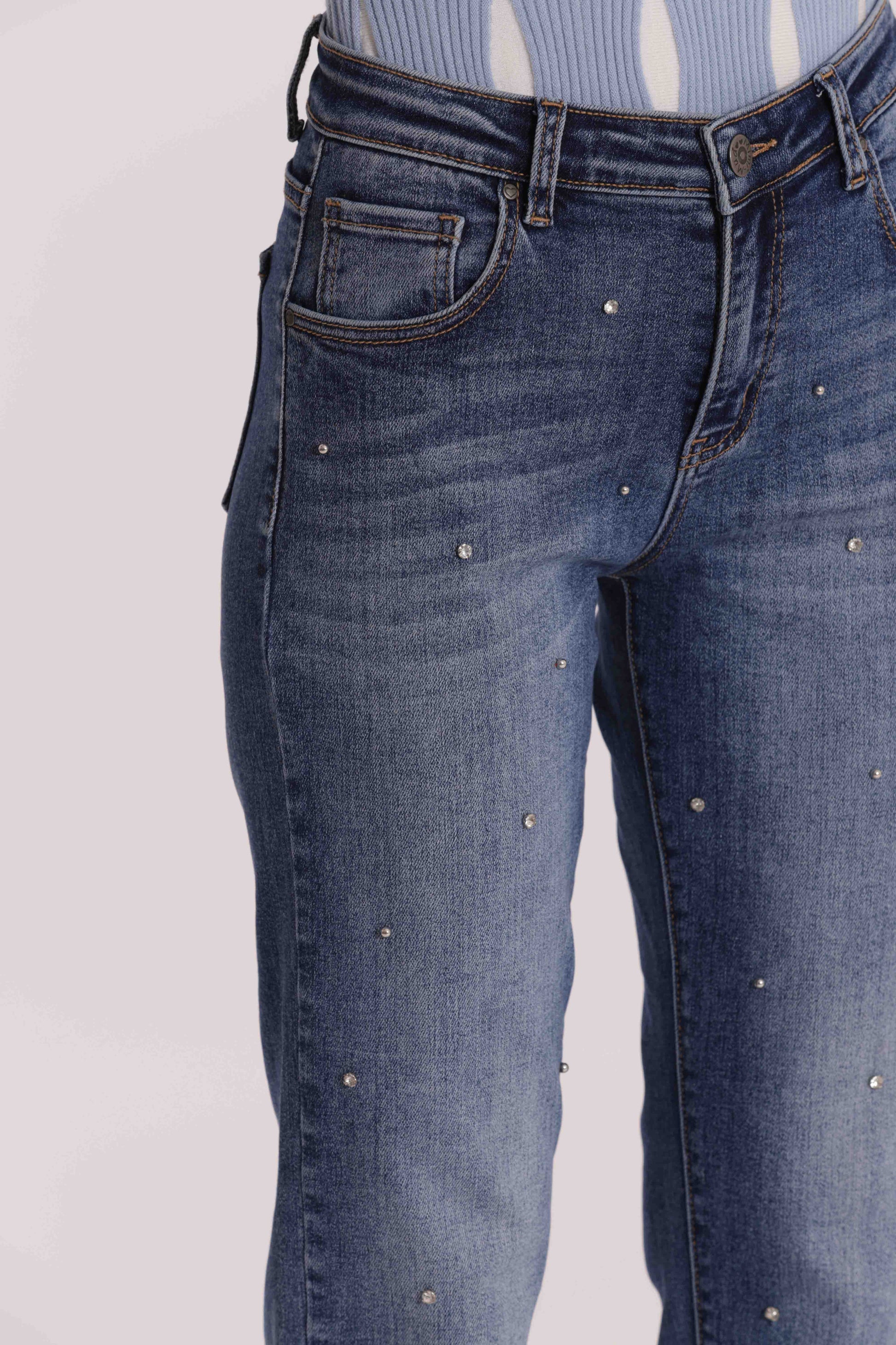 JEANS SIGARETTA CON APPLICAZIONI