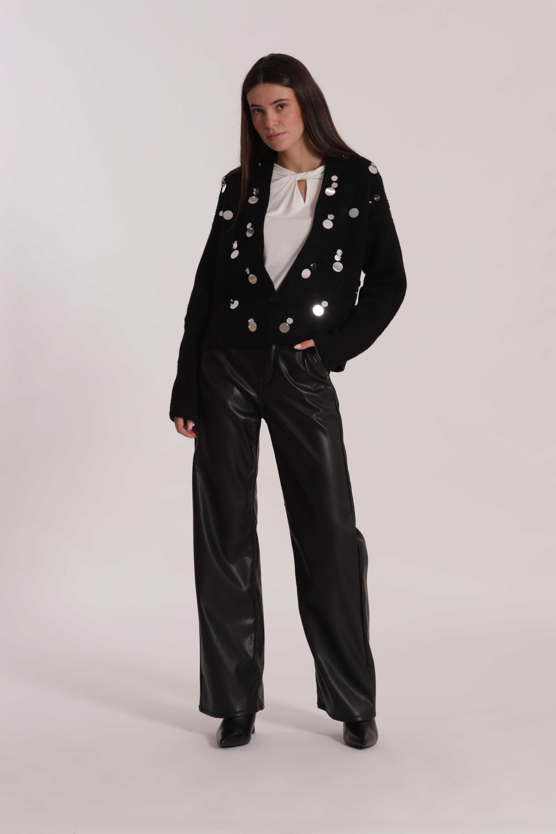 JEANS WIDE LEG IN SIMILPELLE