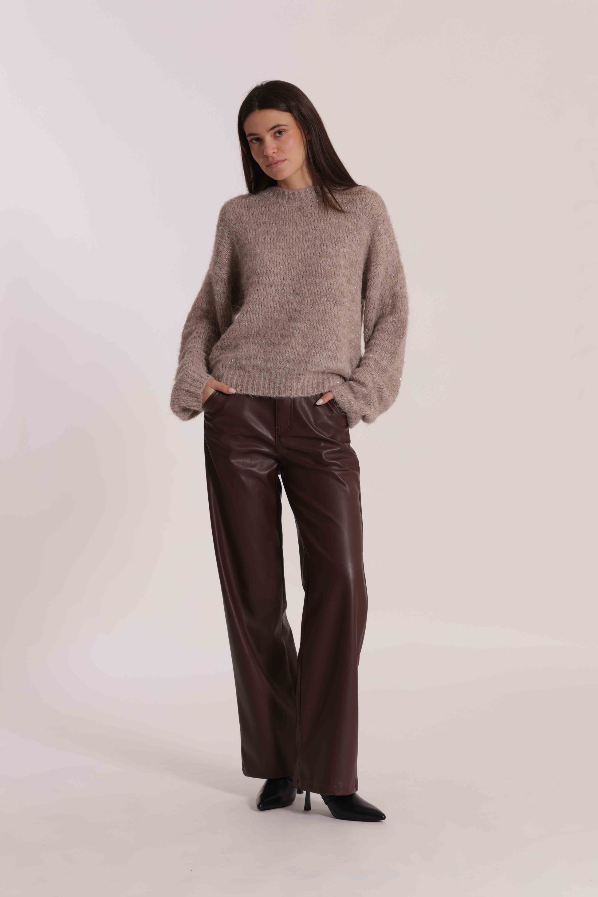JEANS WIDE LEG IN SIMILPELLE