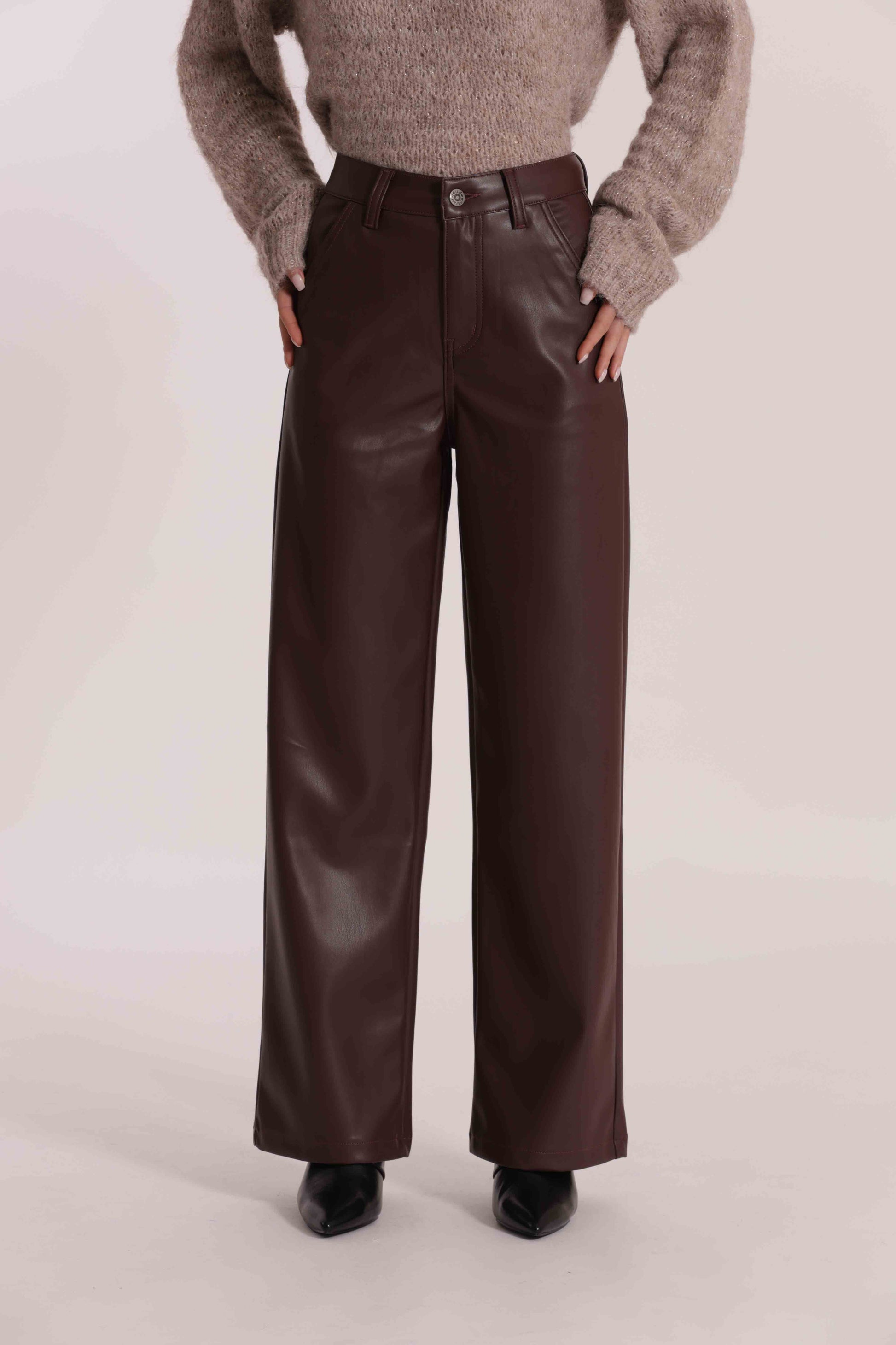 JEANS WIDE LEG IN SIMILPELLE