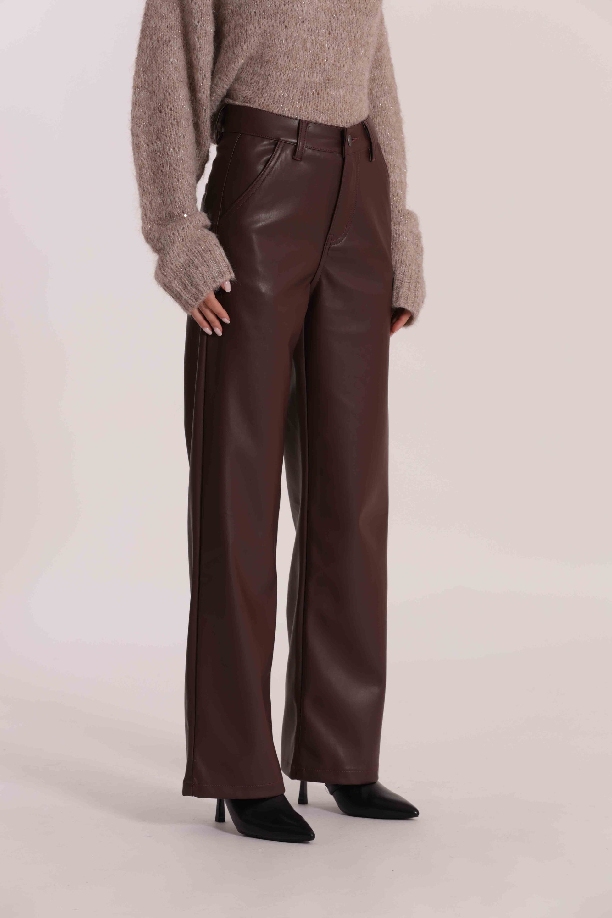 JEANS WIDE LEG IN SIMILPELLE