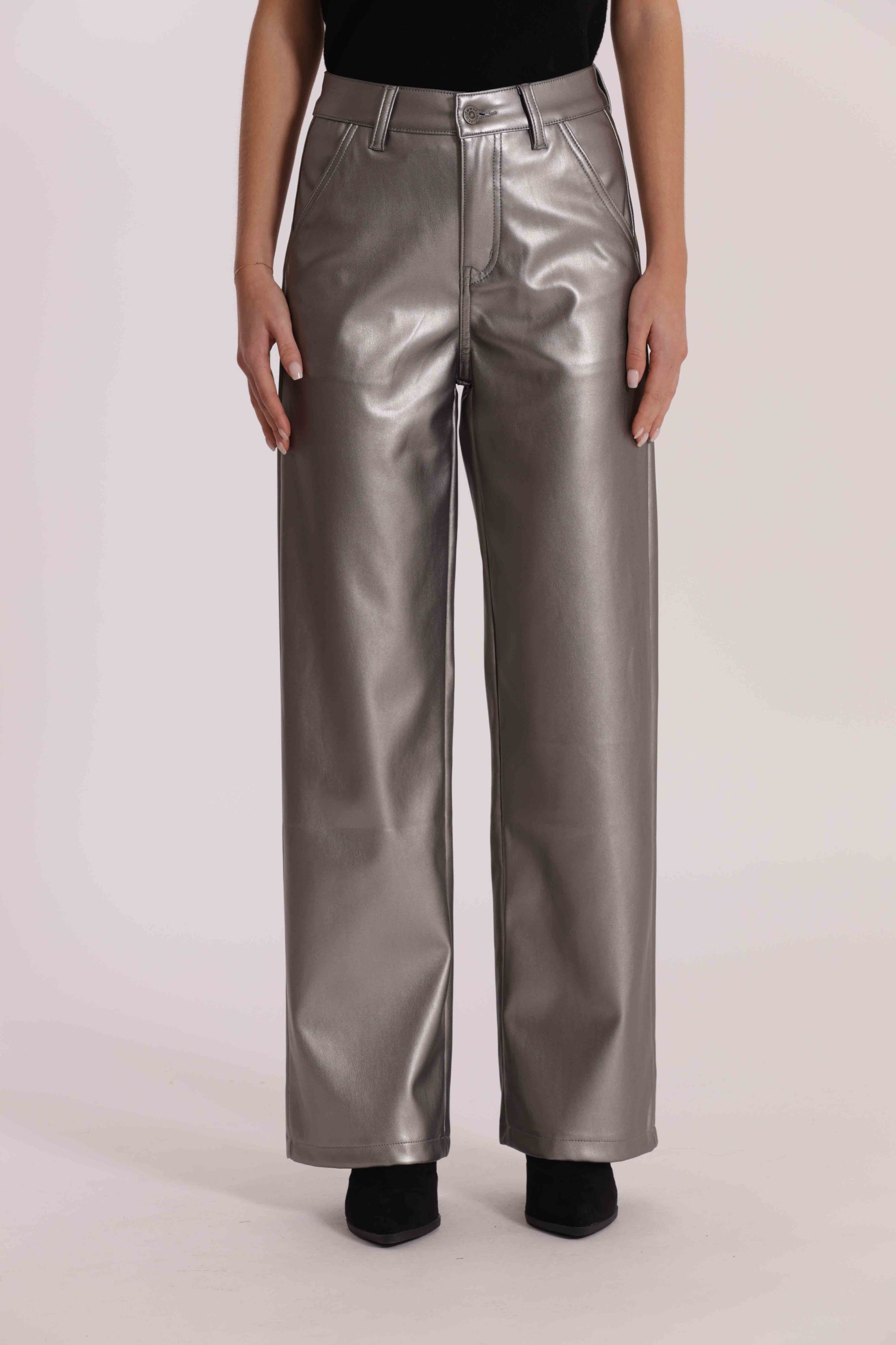 JEANS WIDE LEG IN SIMILPELLE