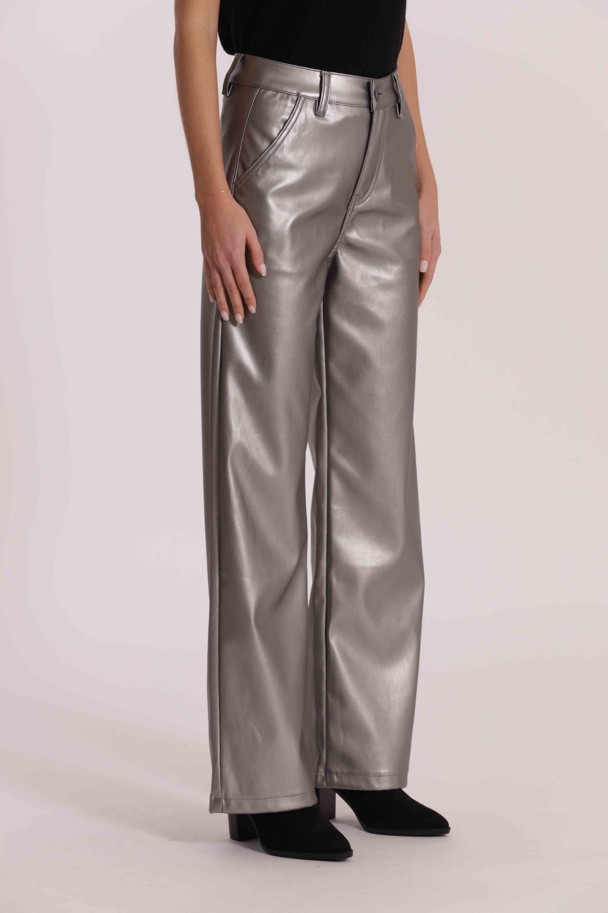 JEANS WIDE LEG IN SIMILPELLE