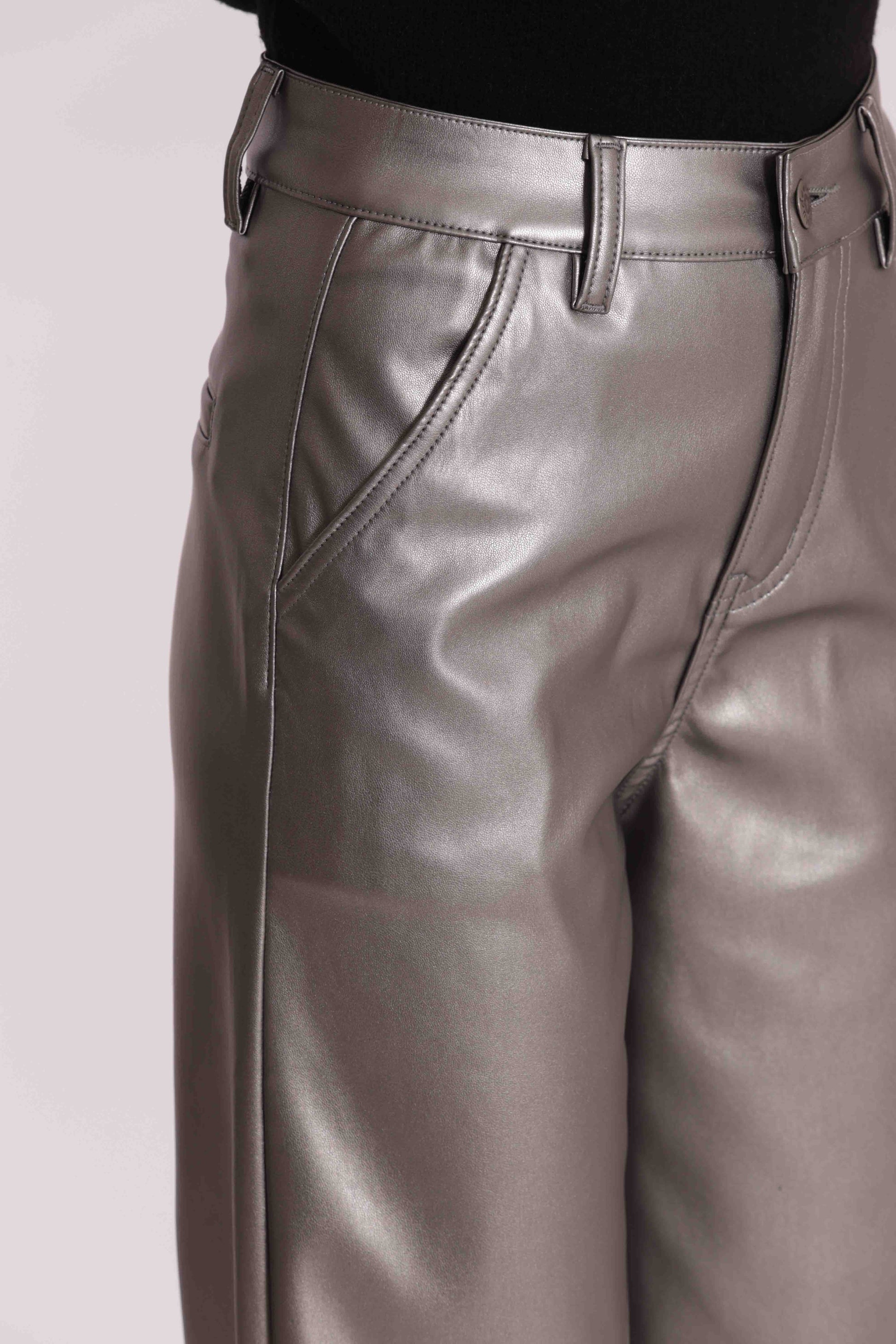 JEANS WIDE LEG IN SIMILPELLE