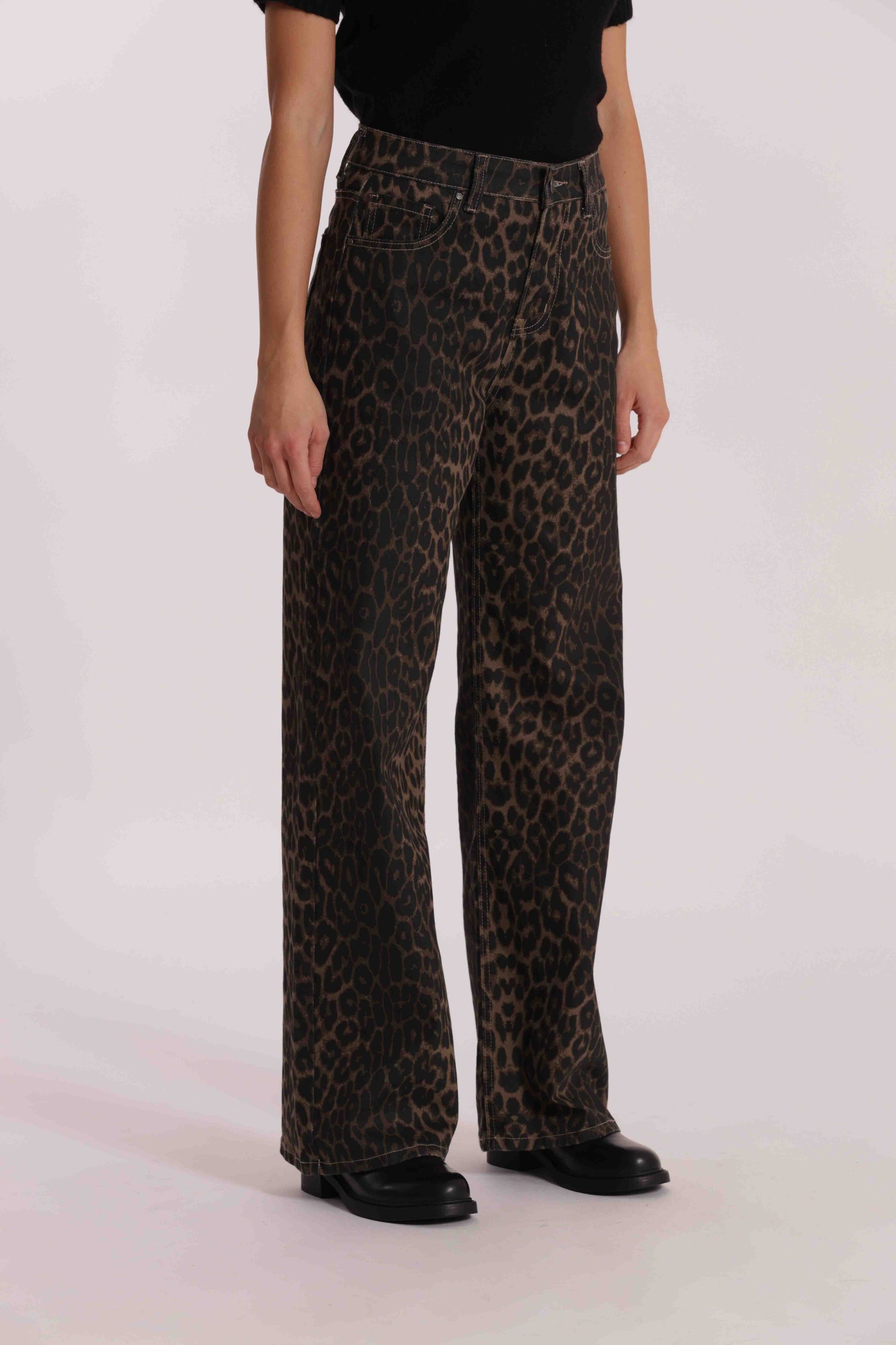 JEANS WIDE LEG LEOPARDATO