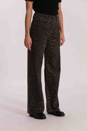 JEANS WIDE LEG LEOPARDATO