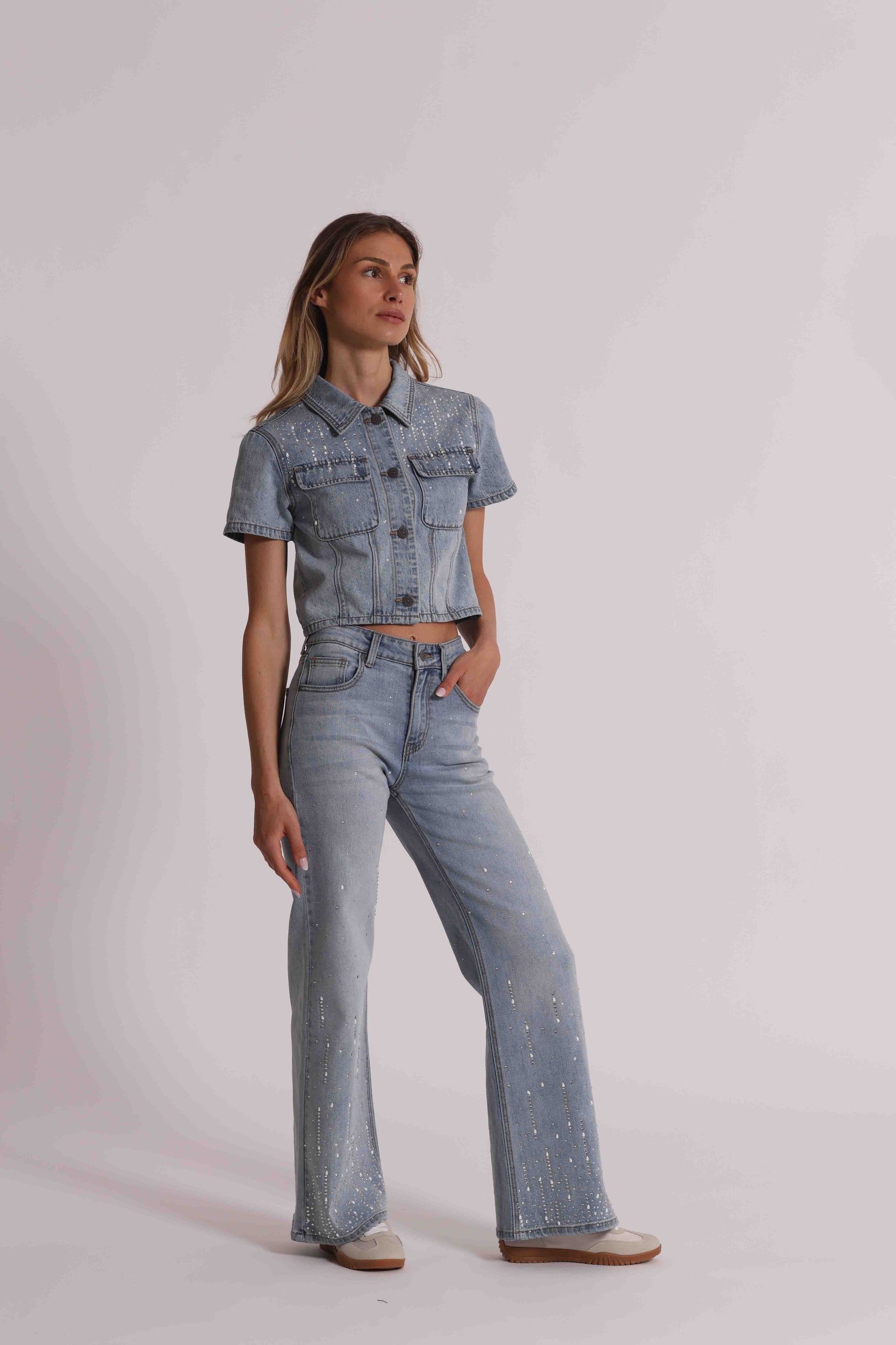 JEANS PIOGGIA DI STRASS