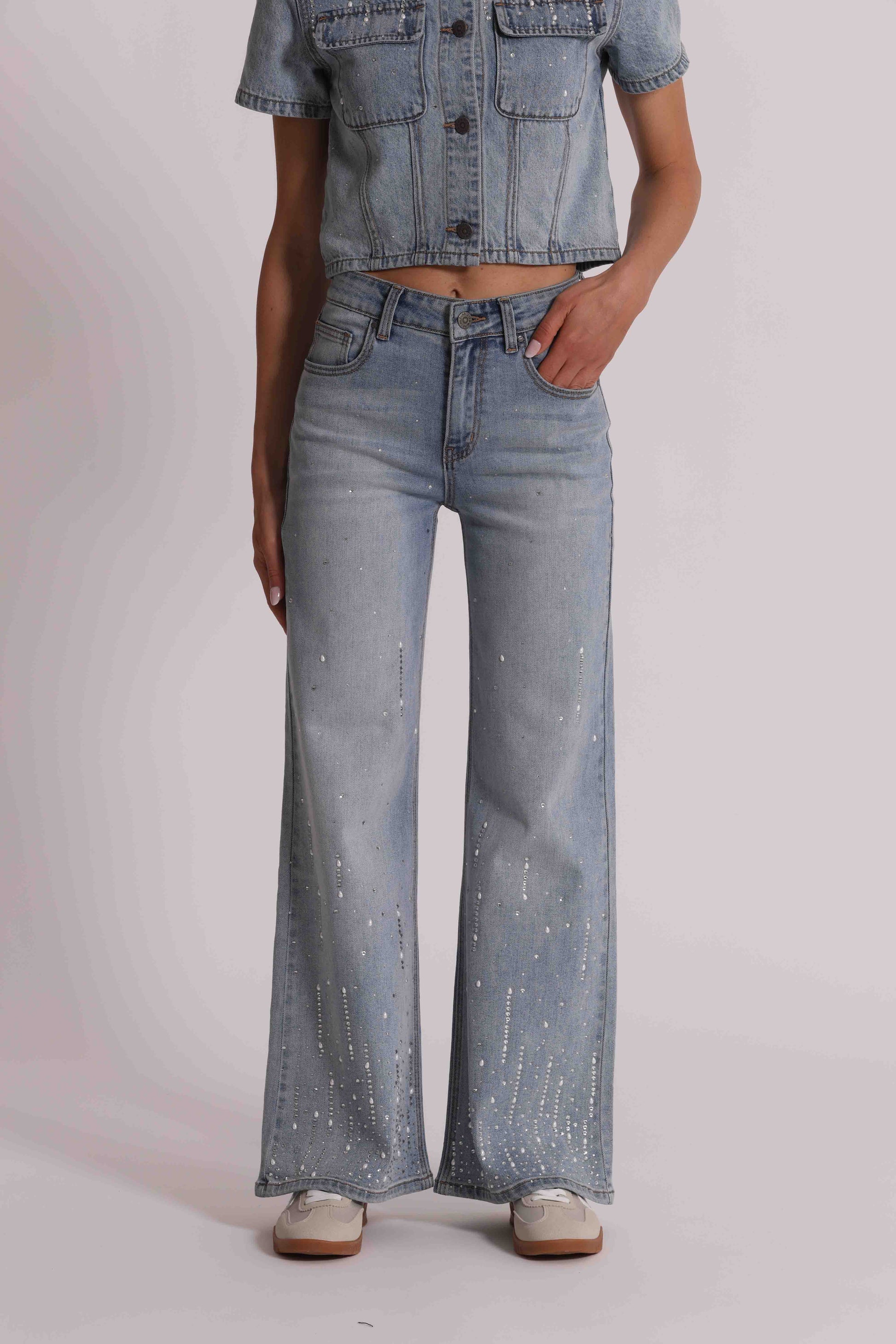 JEANS PIOGGIA DI STRASS