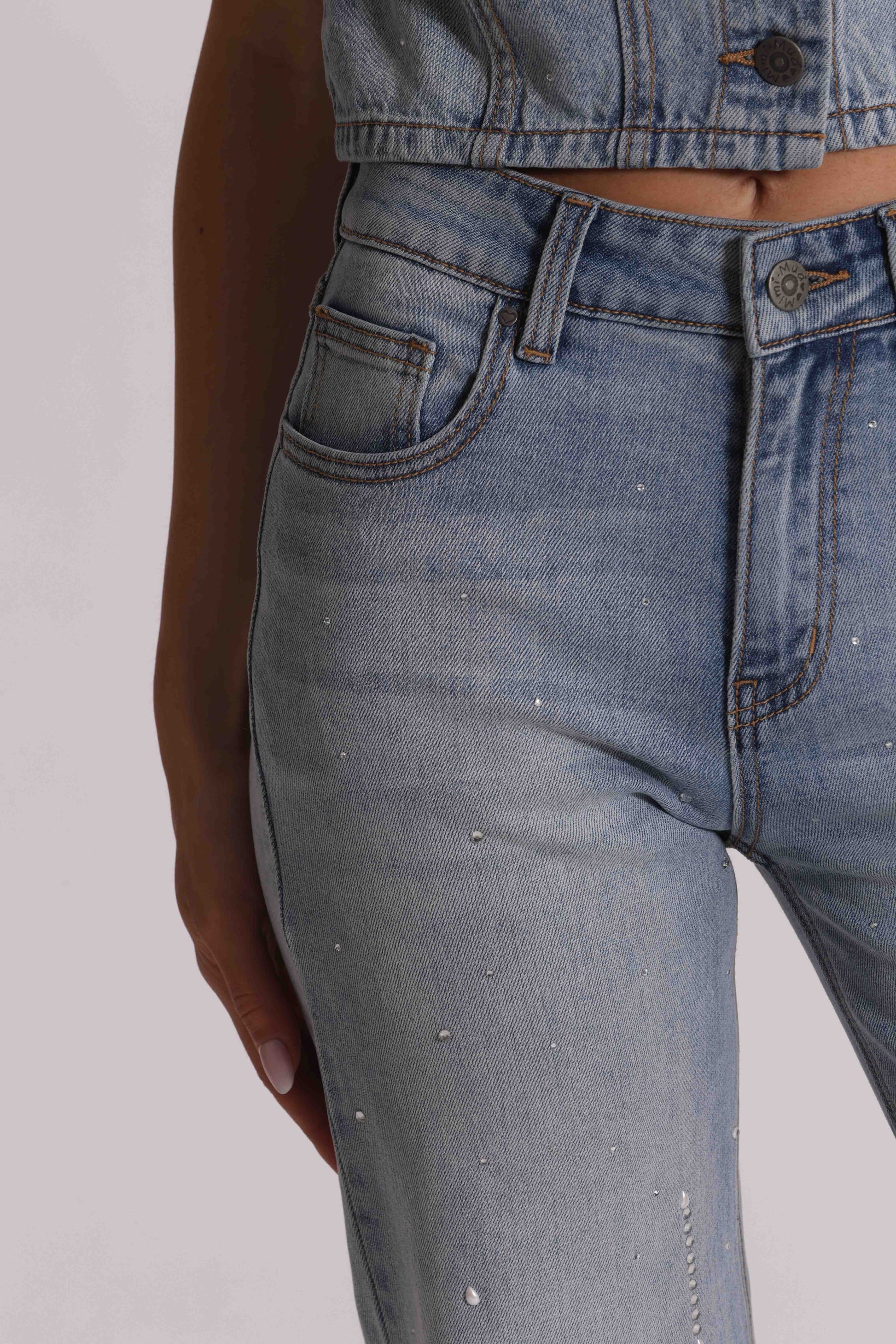 JEANS PIOGGIA DI STRASS