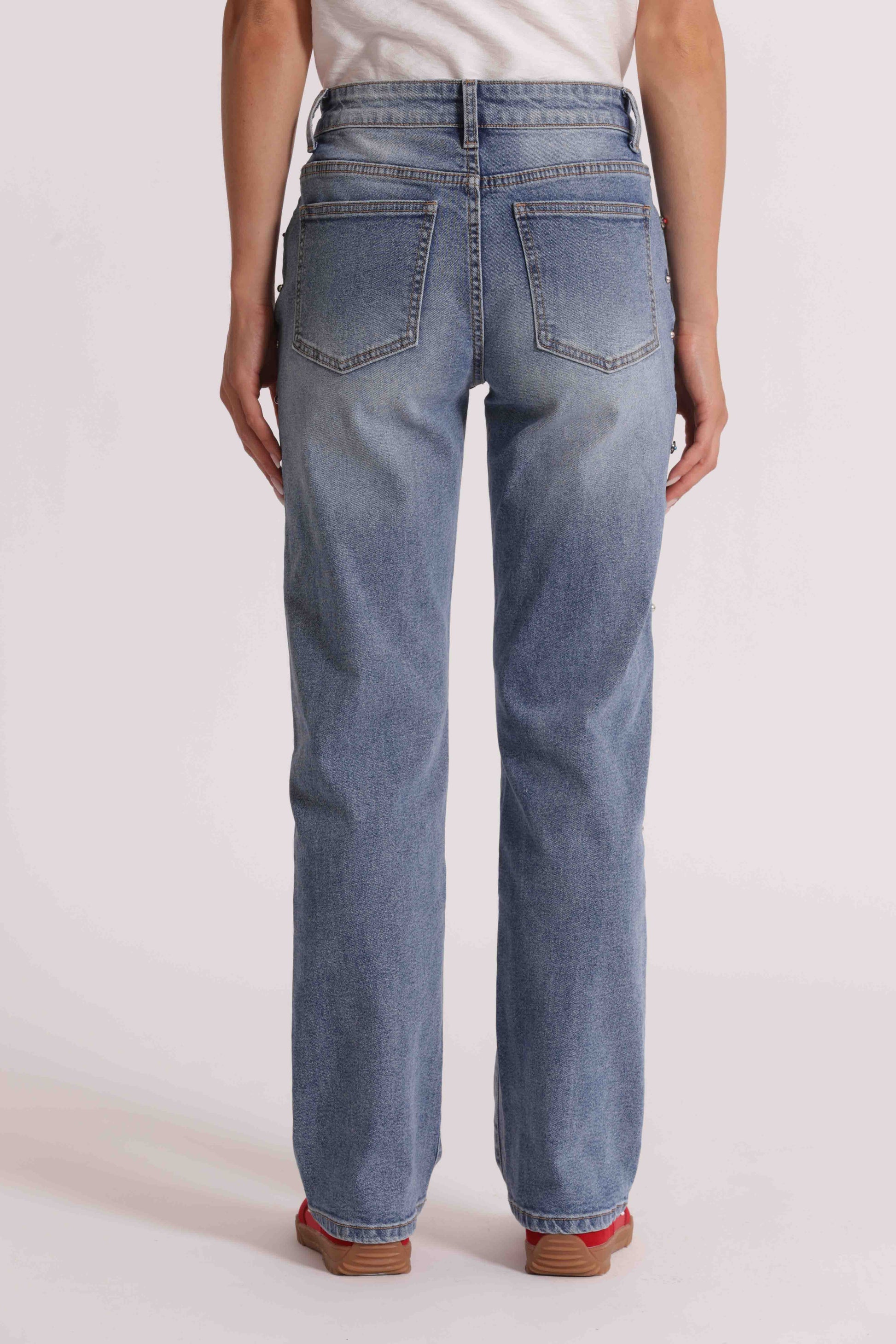 JEANS SIGARETTA CON BORCHIE LATERALI