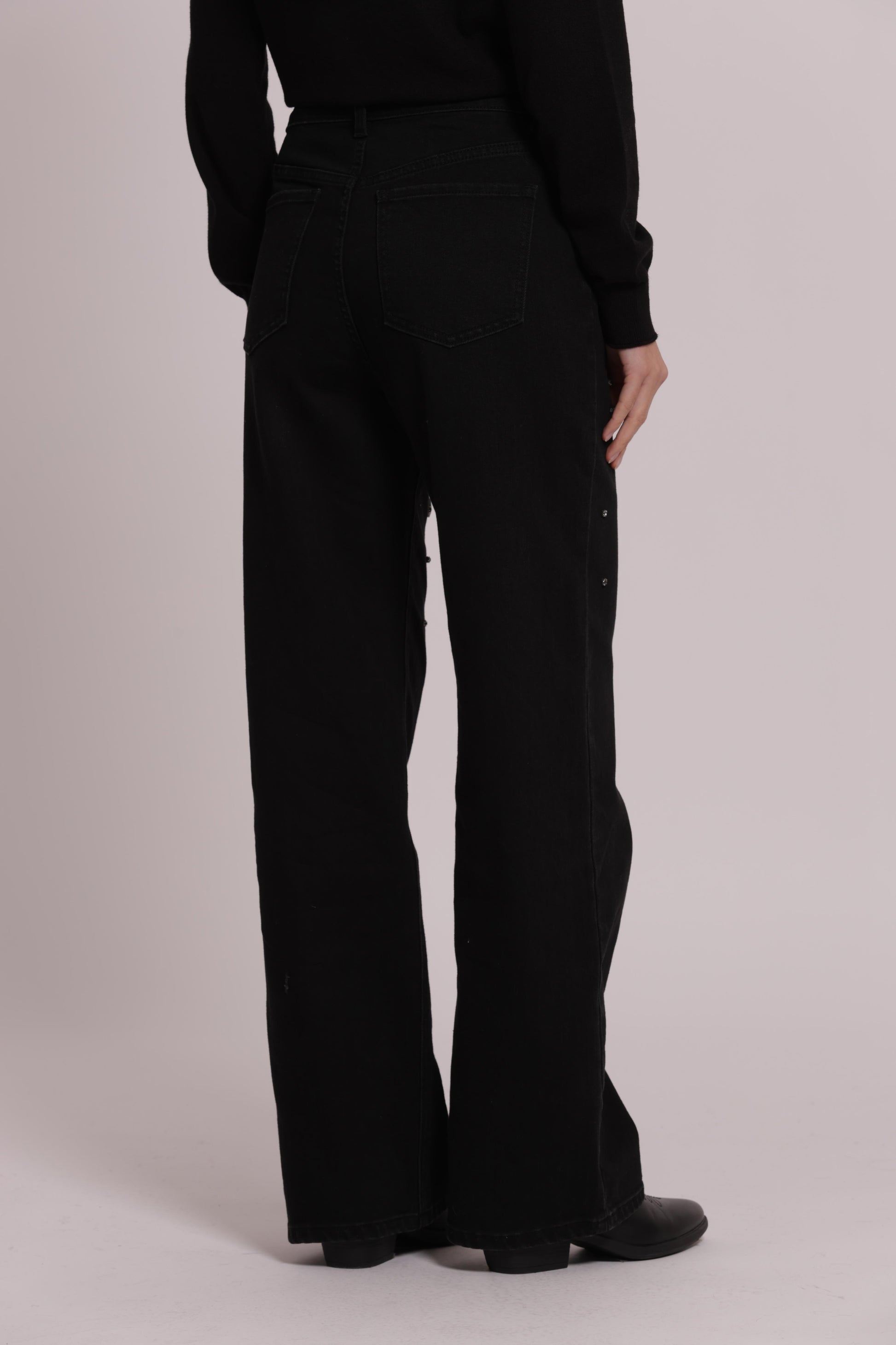 MIMI MUA FIRENZE-JEANS WIDE LEG CON CASTONI GIOIELLO