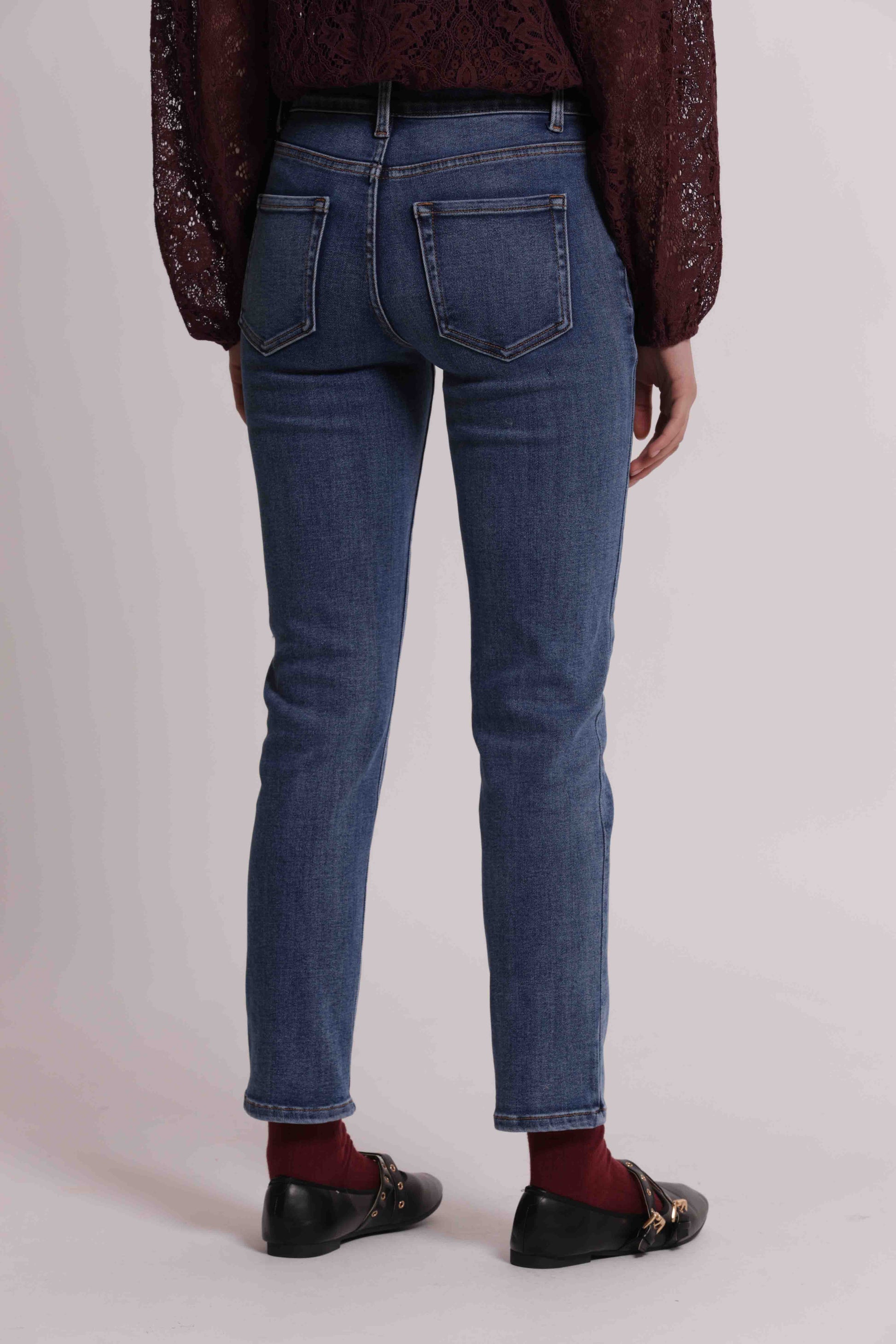 MIMI MUA FIRENZE-JEANS SIGARETTA CON BOTTONI VELLUTO E GIOIELLO