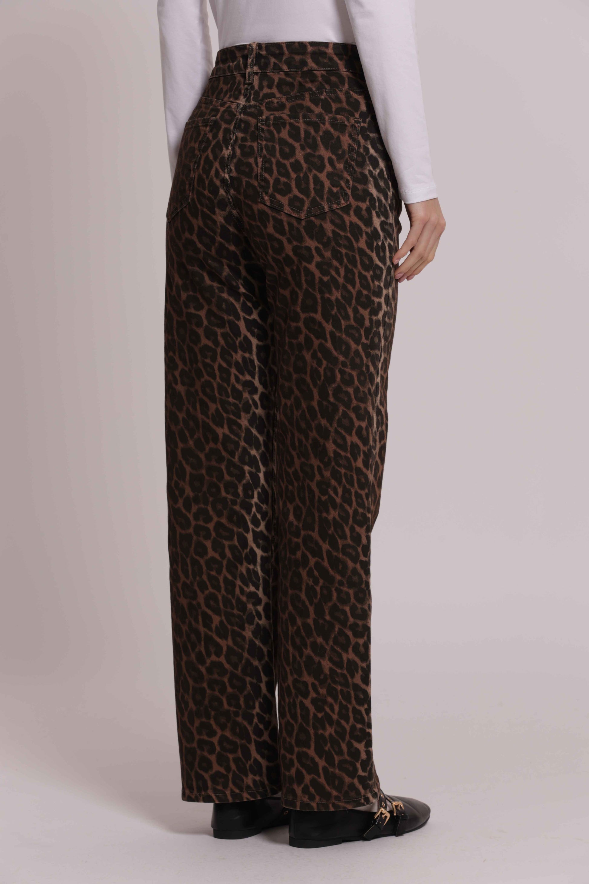MIMI MUA FIRENZE-JEANS PALAZZO CON STAMPA ANIMALIER