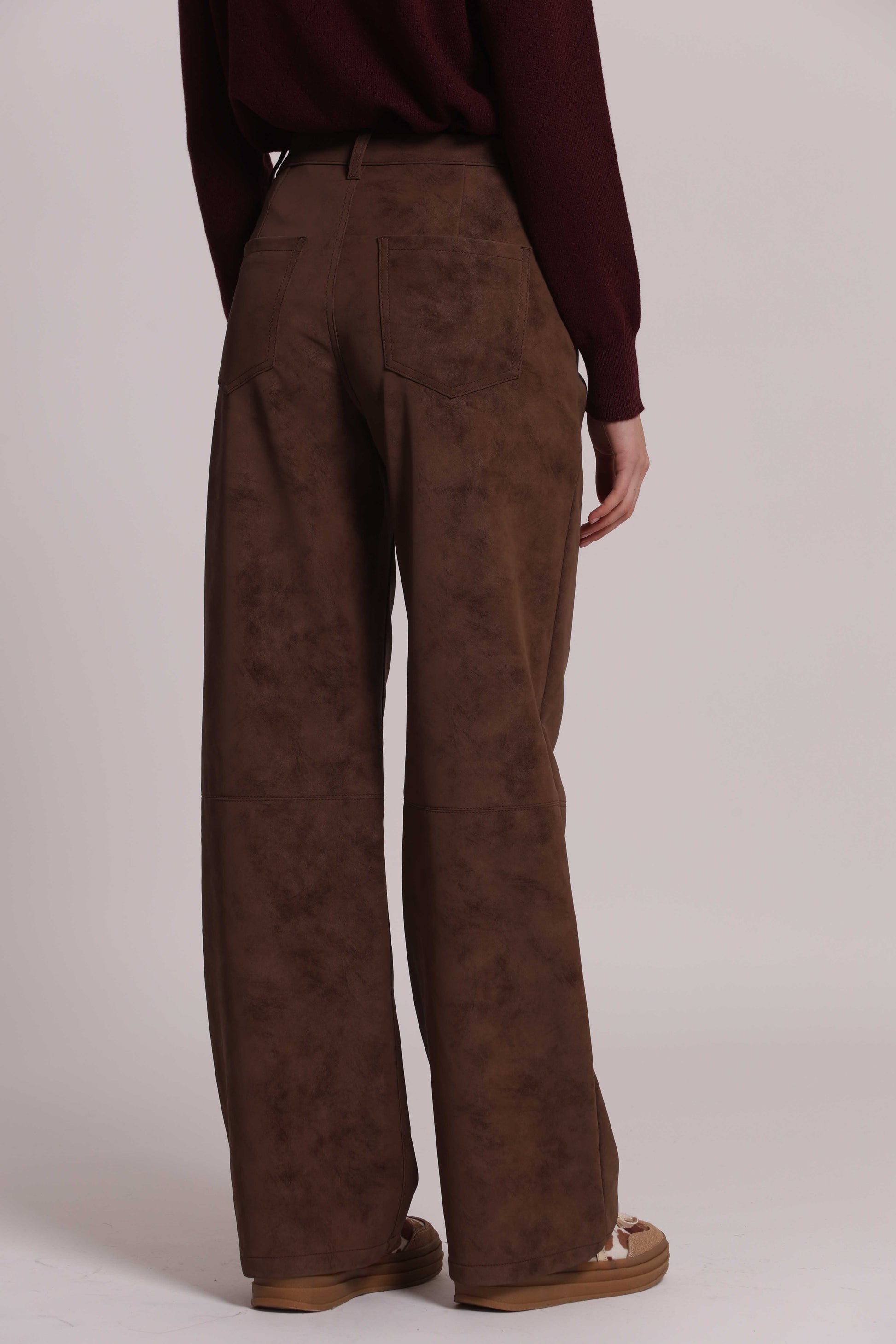 MIMI MUA FIRENZE-PANTALONE IN TESSUTO SPALMATO CON BORCHIE