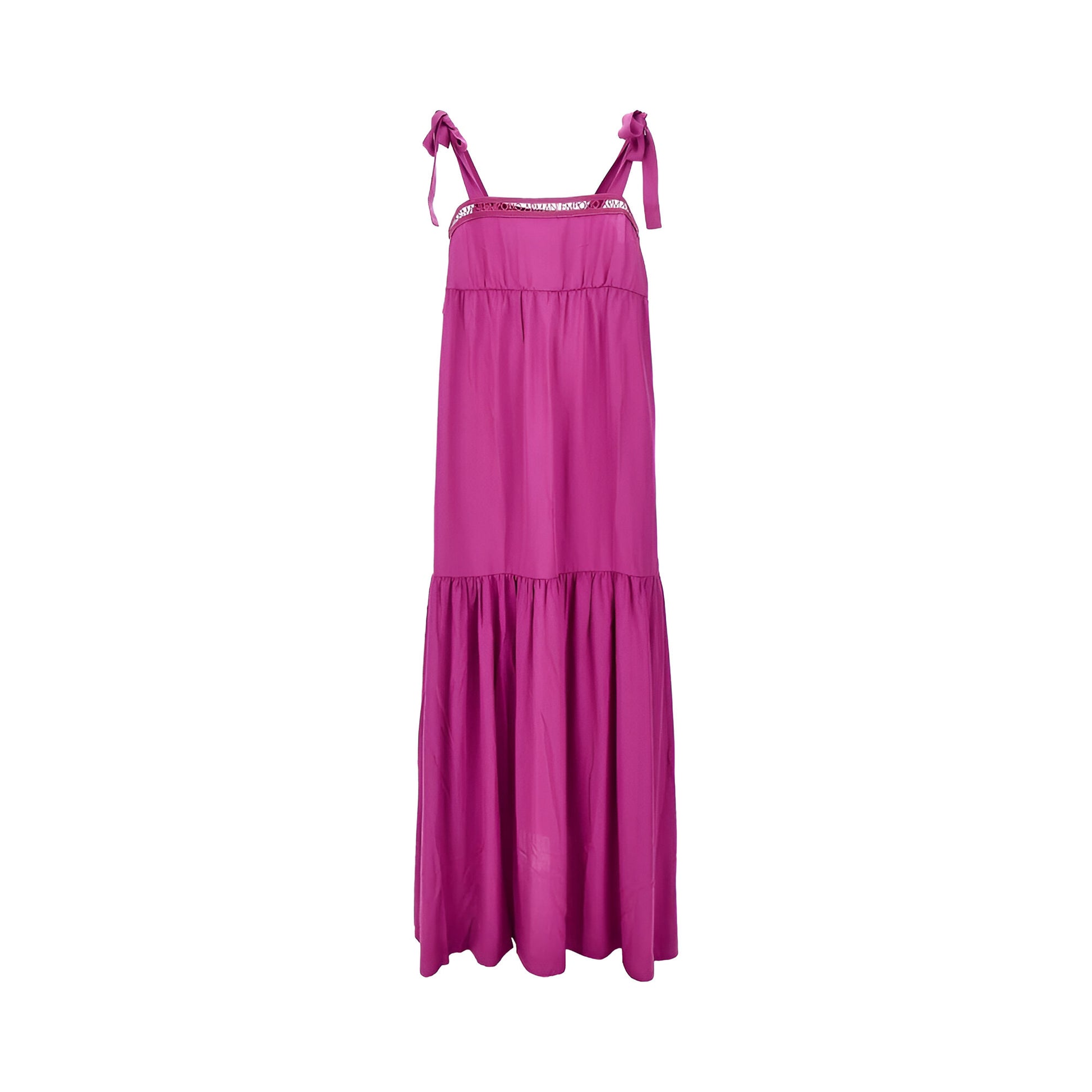 ABITO LUNGO BEACHWEAR CON DETTAGLI MERLETTO LOGATI