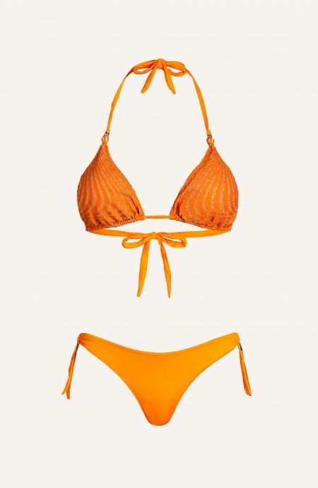 PIN UP STARS-BIKINI TRIANGOLO IMBOTTITO LUREX STAMPA OPTICAL