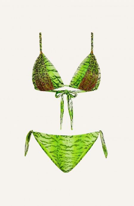 PIN UP STARS-BIKINI TRIANGOLO IMBOTTITO CREPON LAMÈ STAMPA TIGRE